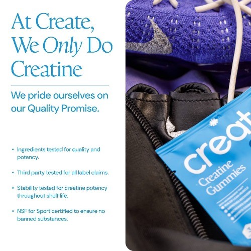 Create Wellness Creatine Monohydrate Gummies Blue Raspberry 45ct 15ct NSF