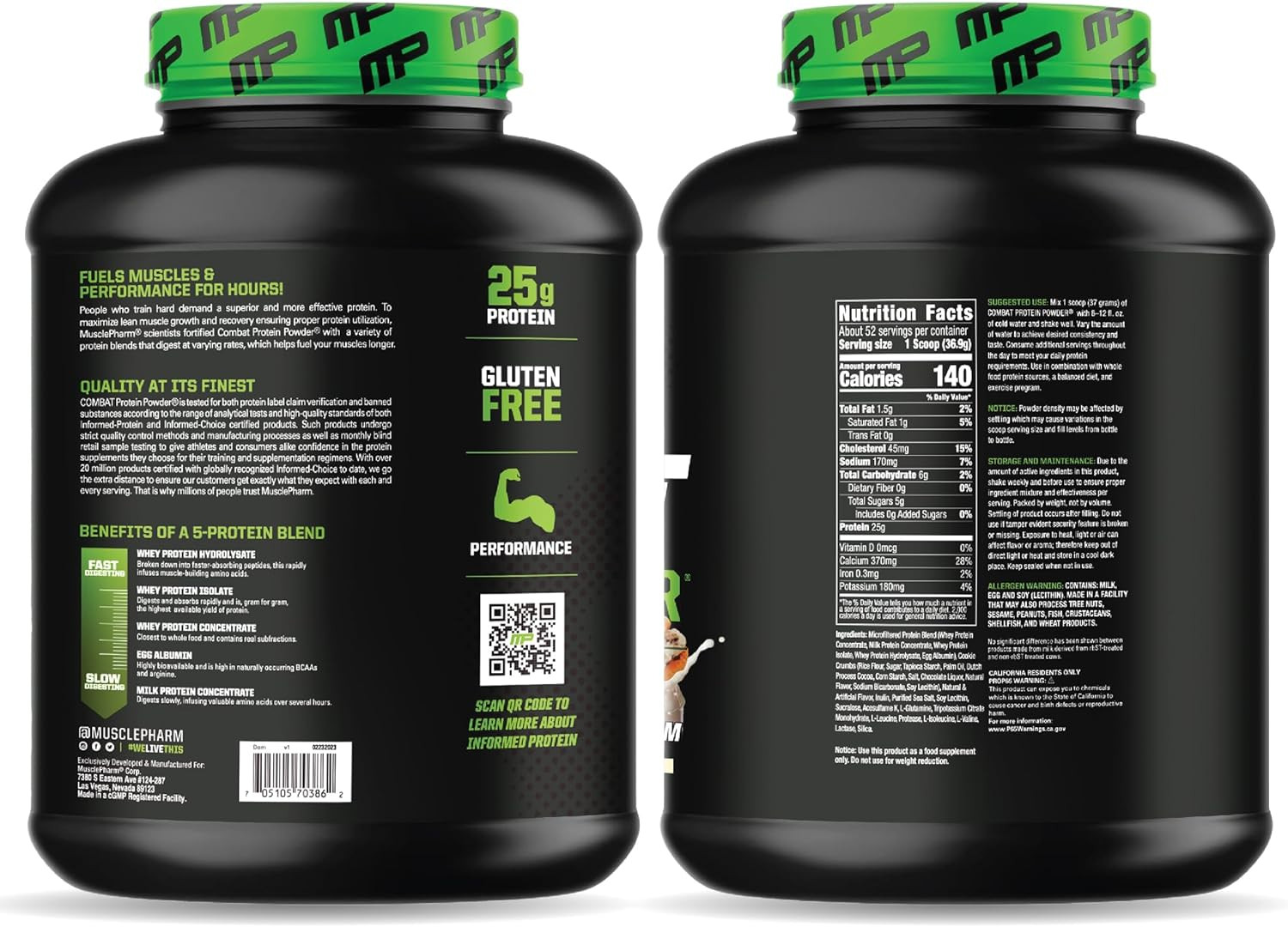 MusclePharm Combat Protein Powder Chocolate Milk 25g Protein 4.2lb