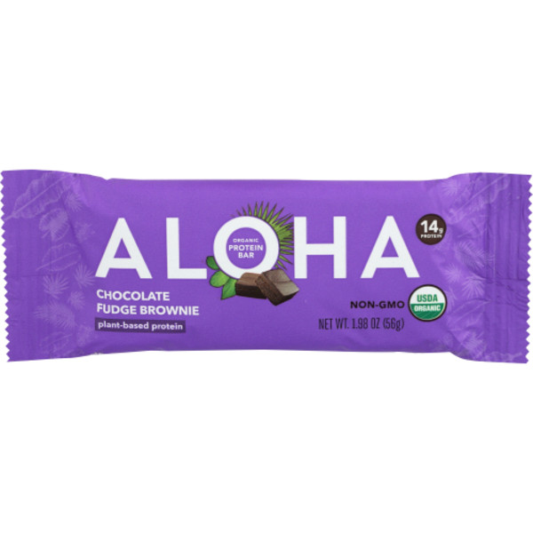 Aloha Organic Chocolate Fudge Brownie Plant-Based Protein Bar Pack of 4