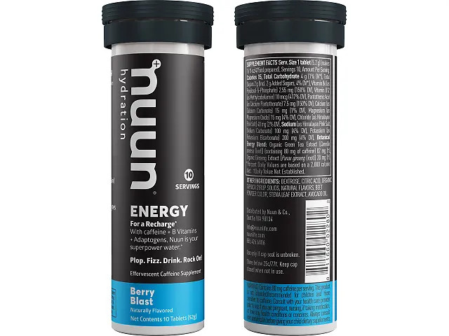 Nuun, Daily Hydration, Energy, Berry Blast 10 tablets, Pack of 20, EXP 06/27