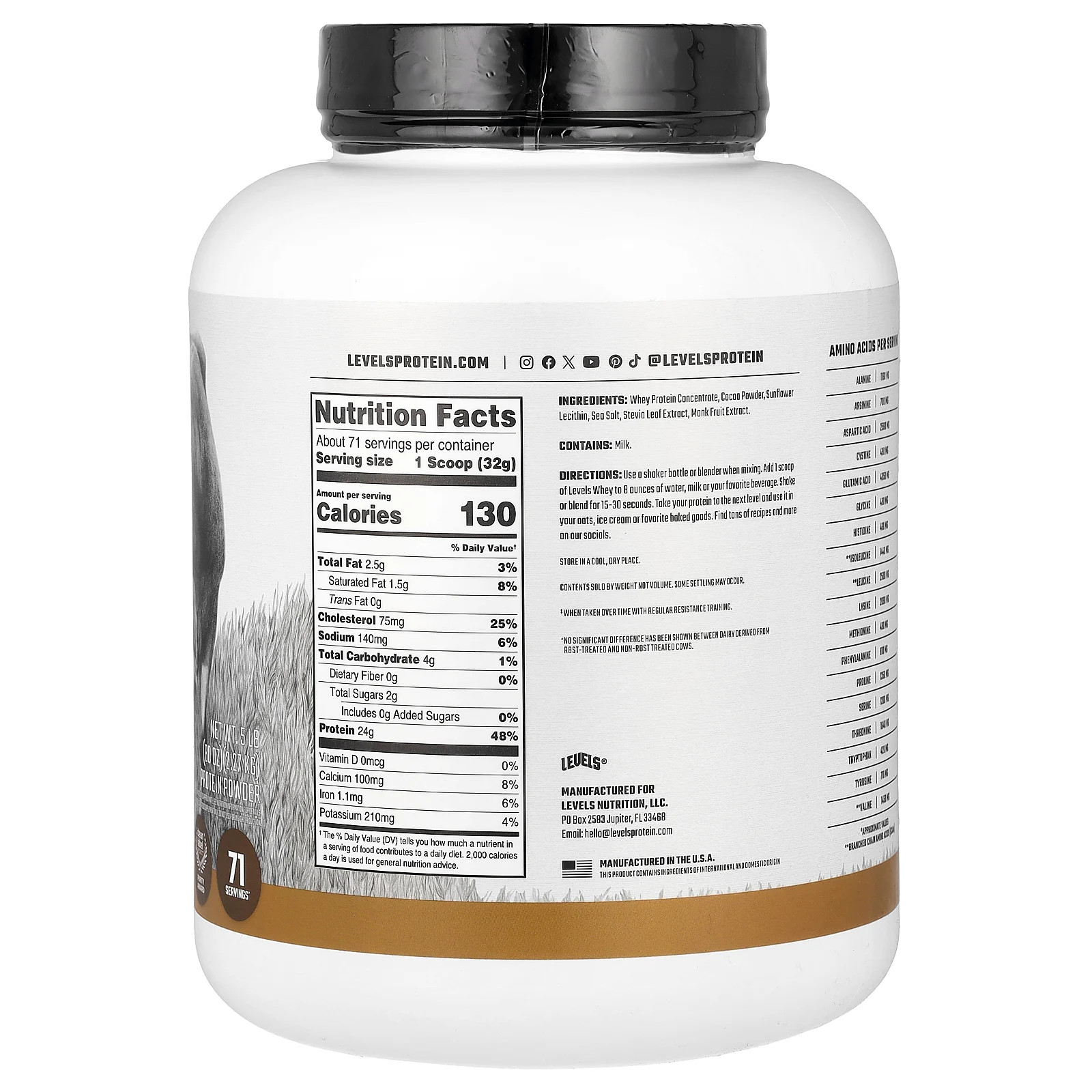 Grass Fed Whey Protein Powder, Double Chocolate, 5 lbs (2.27 kg)