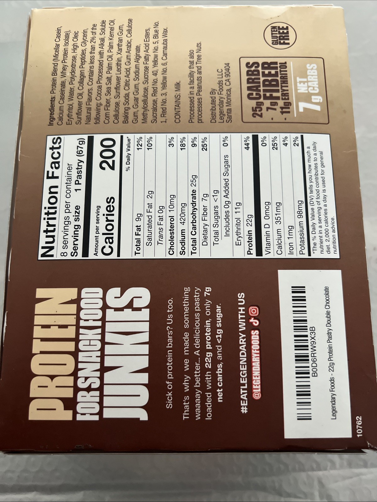 8 pack Legendary Foods Double Chocolate Protein Pastry 22g Gluten-Free exp 05/26