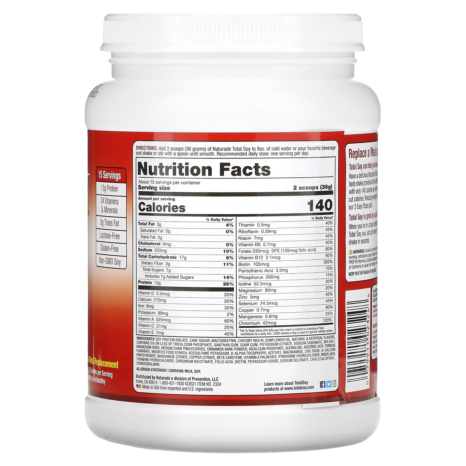 Total Soy, Weight Loss Shake, Horchata, 1.2 lbs (540 g)