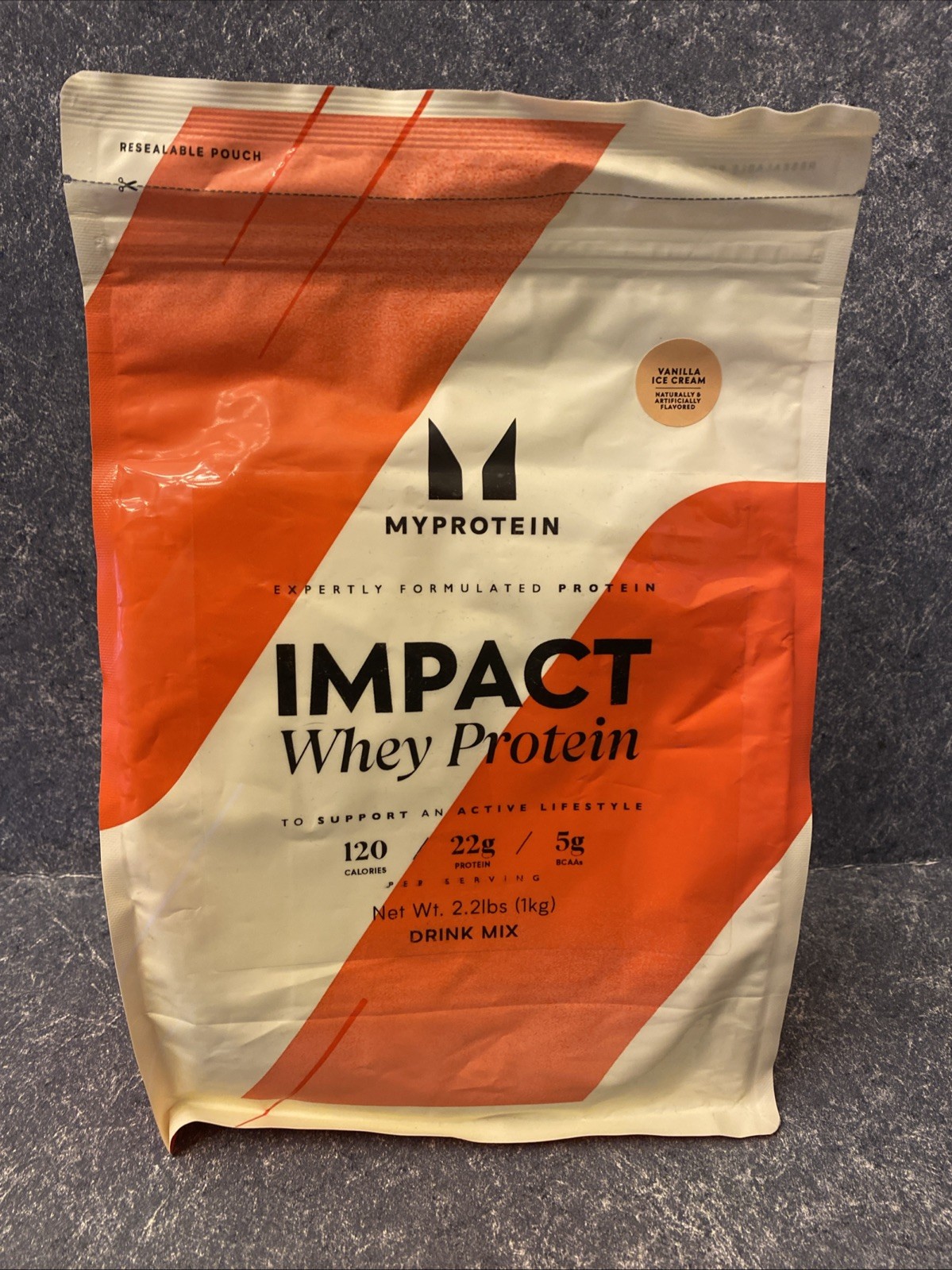 MyProtein Impact Whey Protein 2.2 Lbs Vanilla Ice Cream Drink Mix Best By 11/26