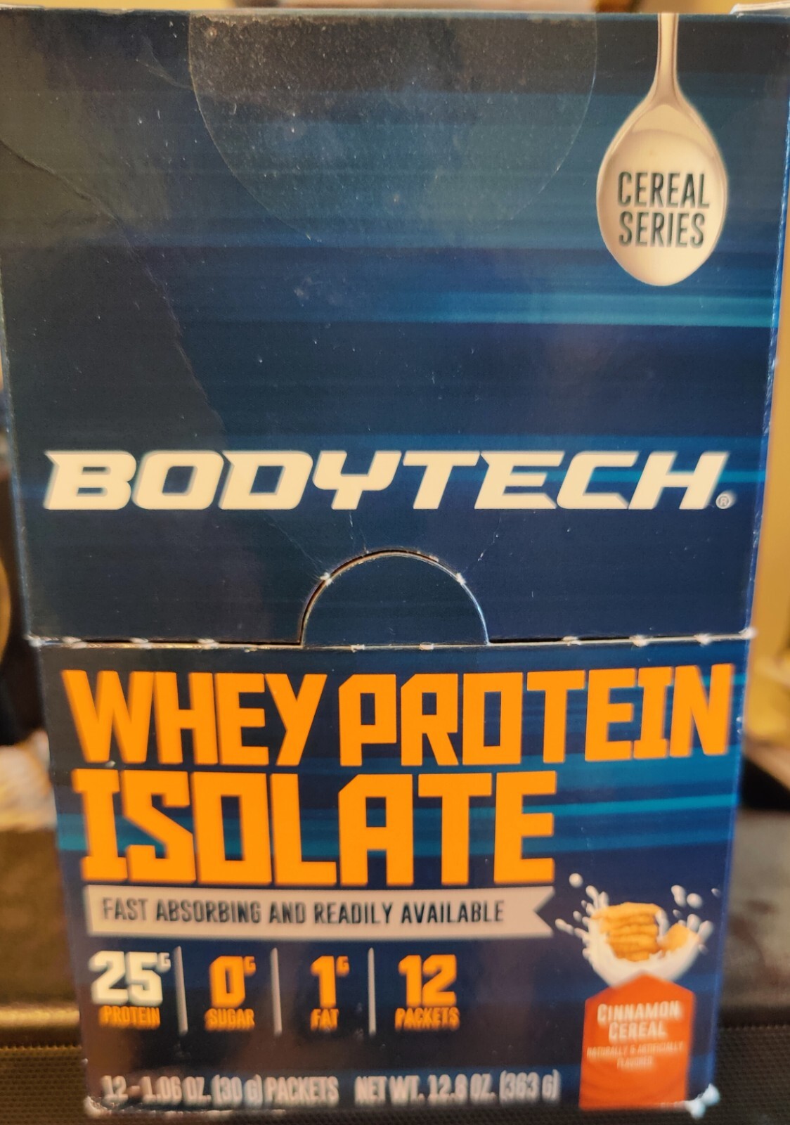 BodyTech Whey Protein Isolate Powder – Cinnamon Cereal (Twelve 1.08 oz. Packets)