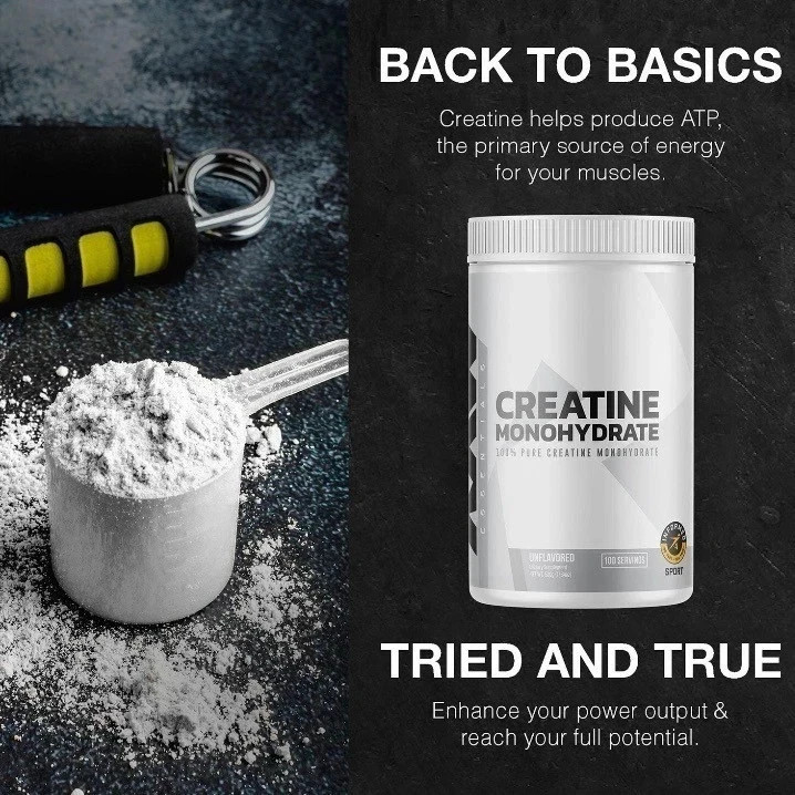 RAW Nutrition Creatine Monohydrate Powder, 510g, 100 Servings, Unflavored