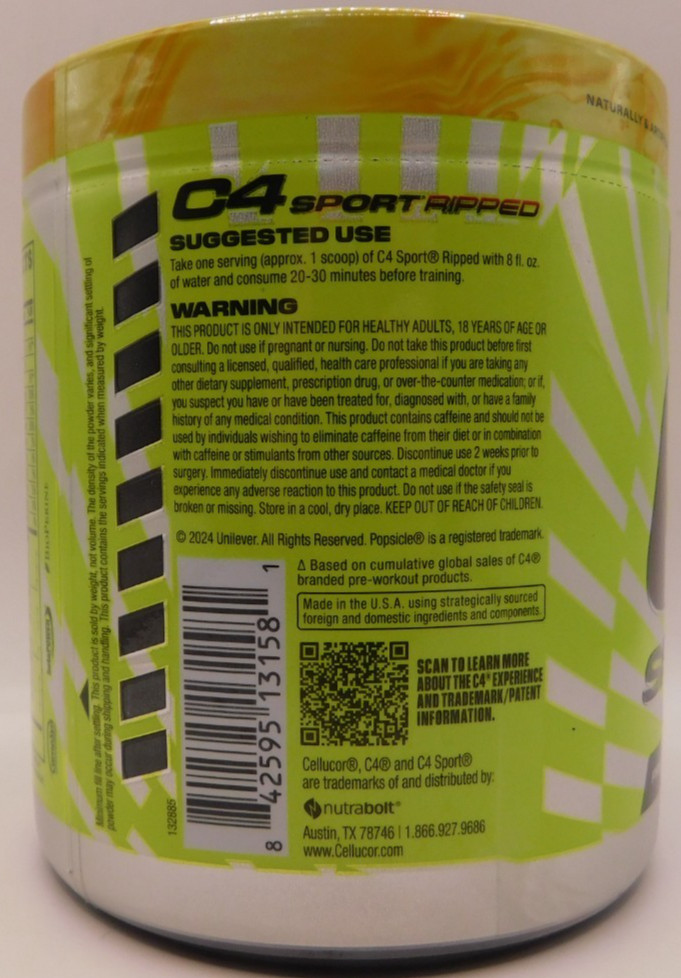 C4 Sport Ripped Pre Workout Powder Hawaiian Pineapple 9.5oz Exp: 10/26 New