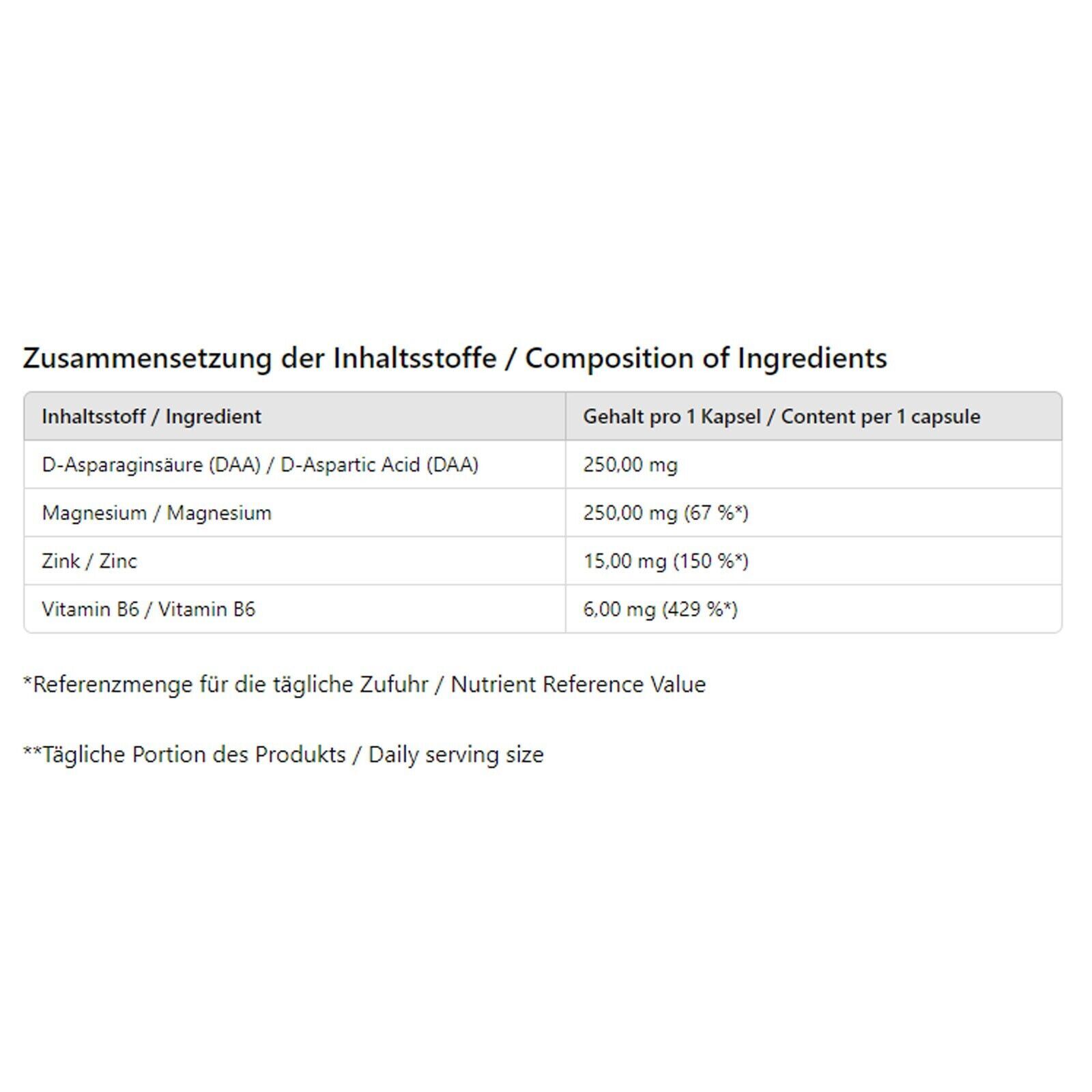 TREC PROZMA+ Nacht Testosteron Booster unterstützt die Regeneration Libido – DAA