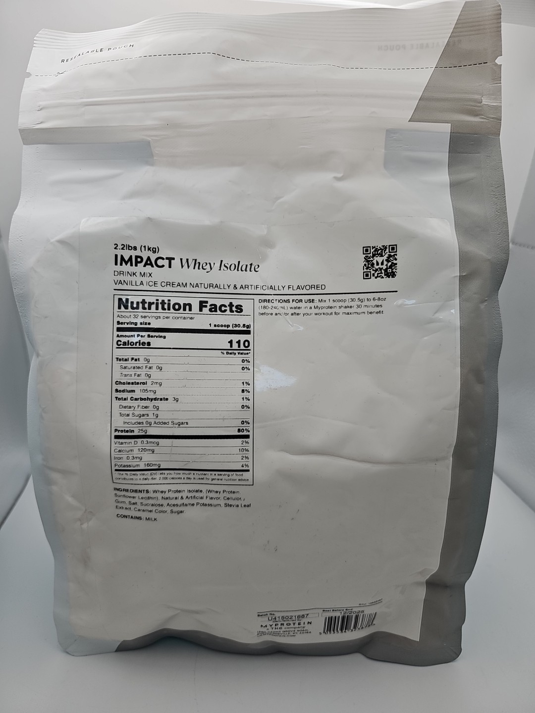 MyProtein Impact Whey Isolate Protein Powder Vanilla 2.2 lbs. BB 12/25 Reg: $99.