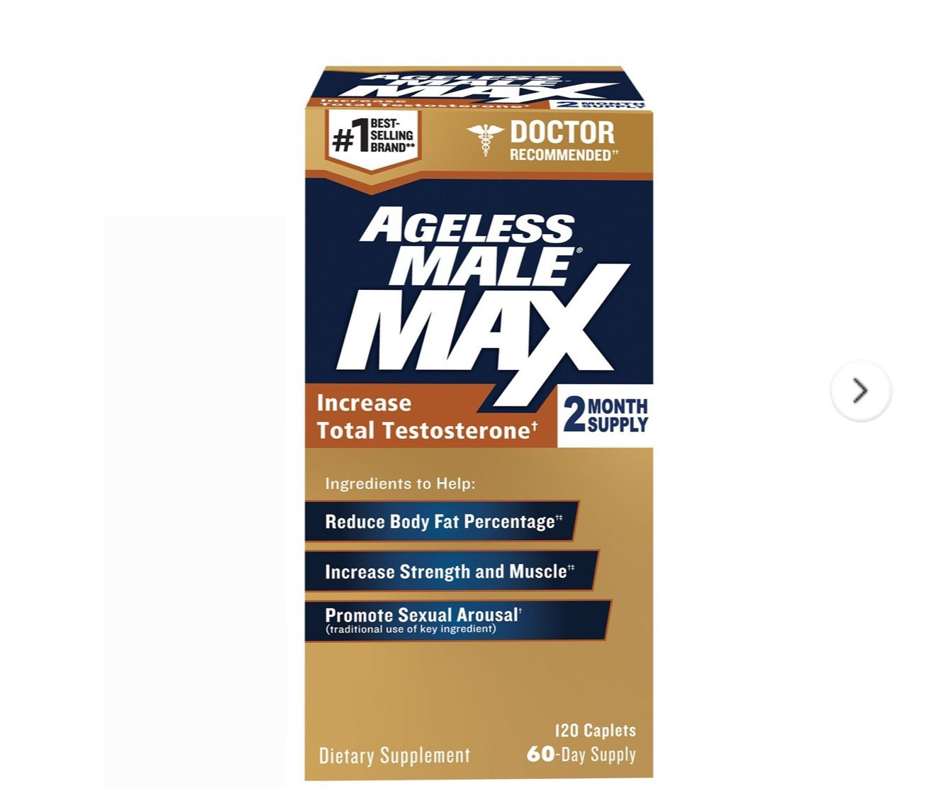 Ageless Male Max Total Testosterone and Nitric Oxide Booster, 120 ct.