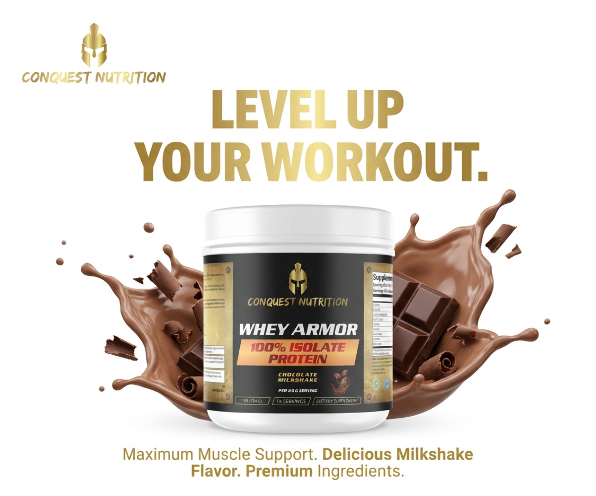 Conquest Whey Armor 100% Whey Isolate Chocolate 1lb Protein Powder Recovery