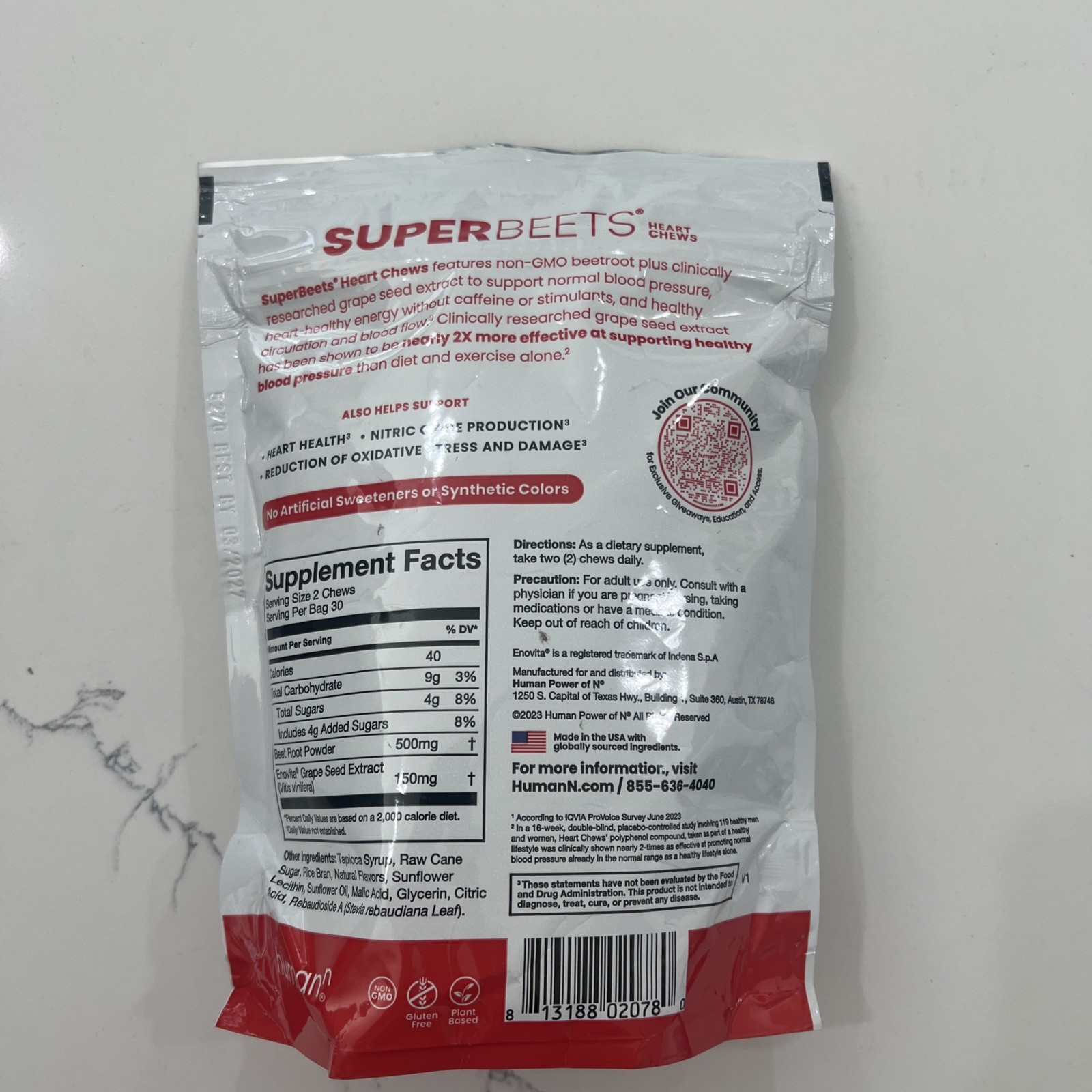 HumanN SuperBeets Grape Seed Soft Chews – 60 Count