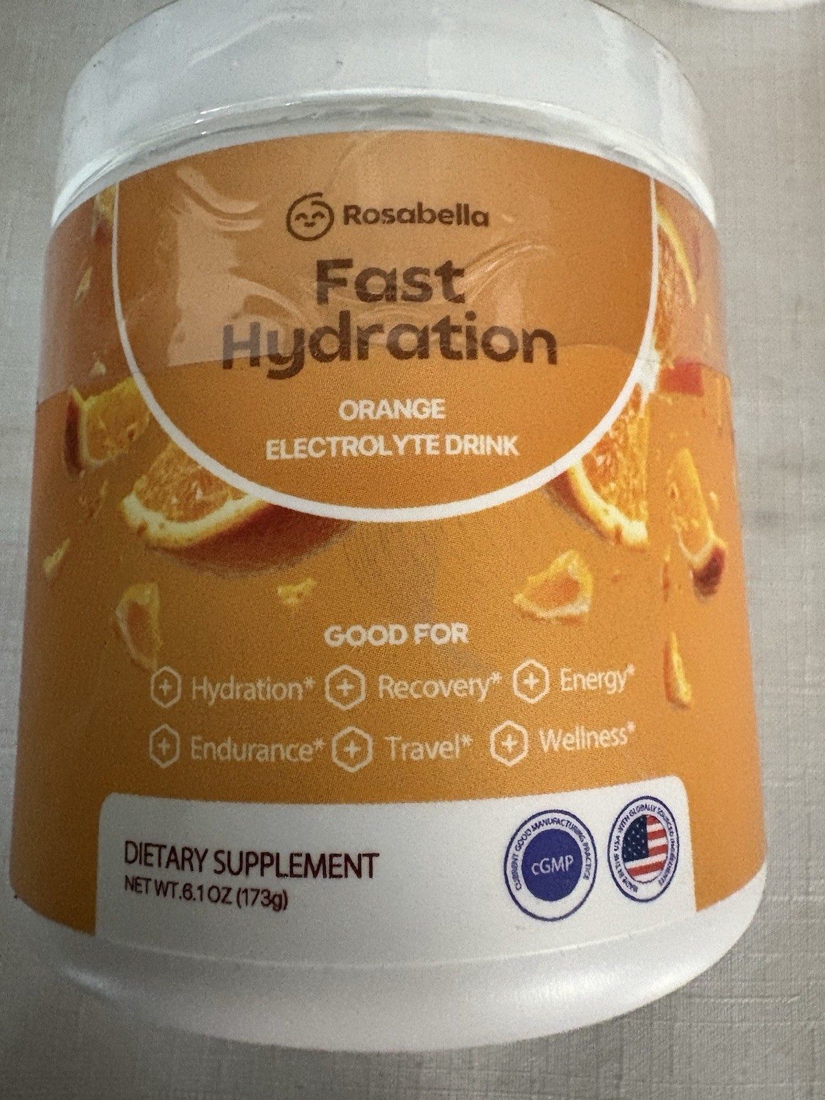 Rosabella Hydration Electrolyte Drink Mix Powder Orange 2 Containers