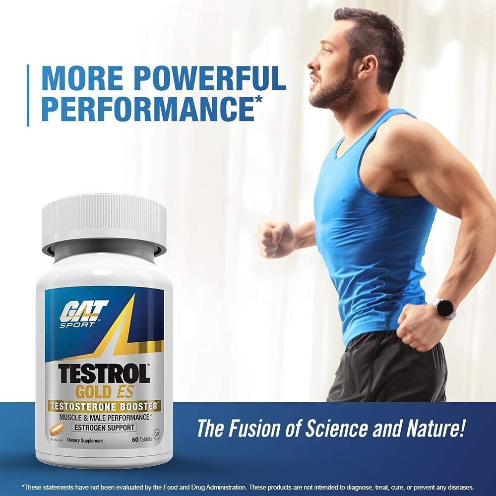 GAT SPORT Testrol Gold ES, Tribulus, DIM, Zinc, 60 Count (Pack of 1), Blue
