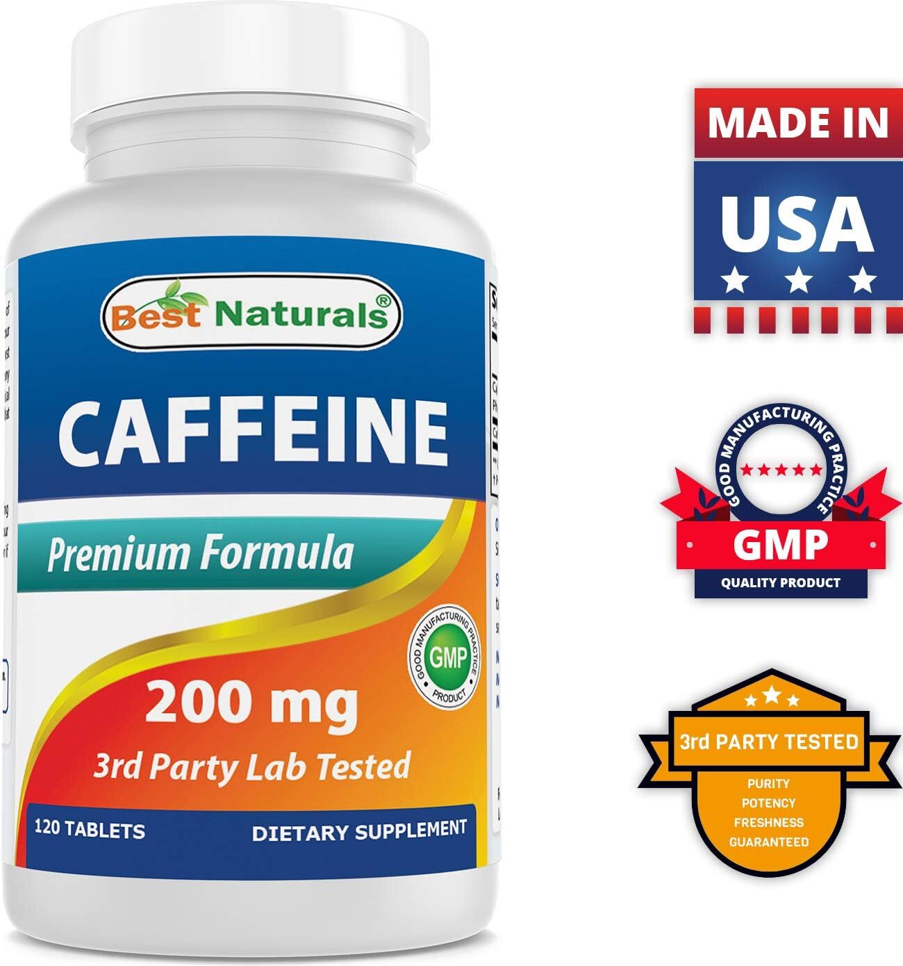 Best Naturals Caffeine Pills 200mg No Crash Jitters 3 Pack 360 Tablets