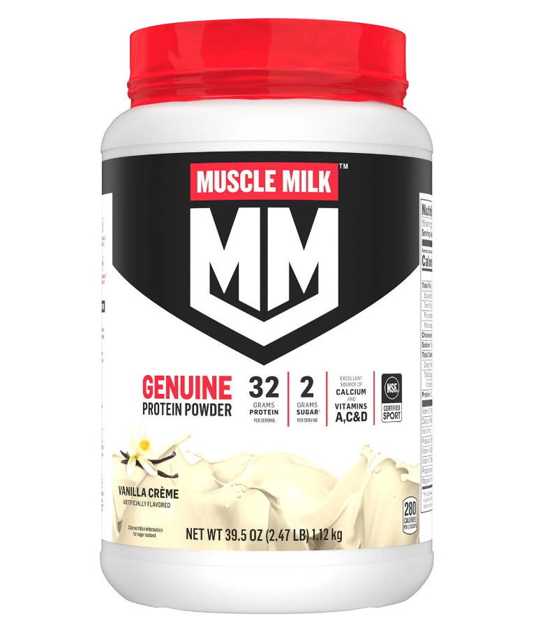 Muscle Milk Genuine 32g Whey Protein Powder, Vanilla Cream, 2.47 lbs.