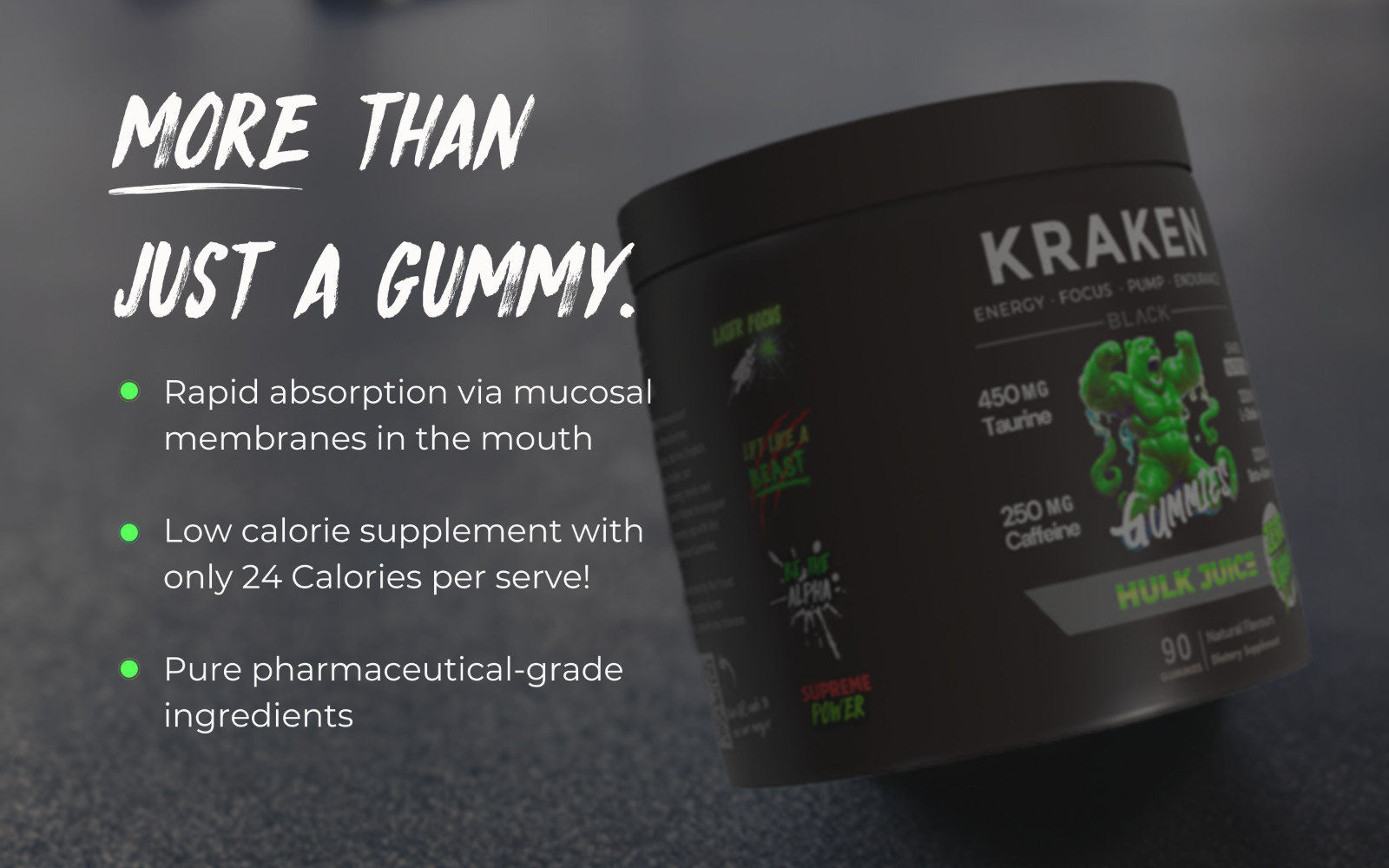 Kraken Preworkout Gummies Stim ENERGY, LASER FOCUS, HUGE PUMPS by The Gummy Lab
