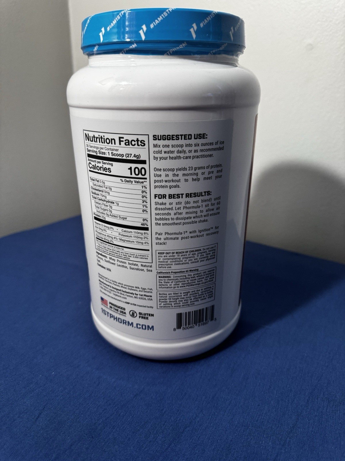1st Phorm PHORMULA-1 Whey Protein Isolate Powder Strawberry 1.81 lb 30 srv