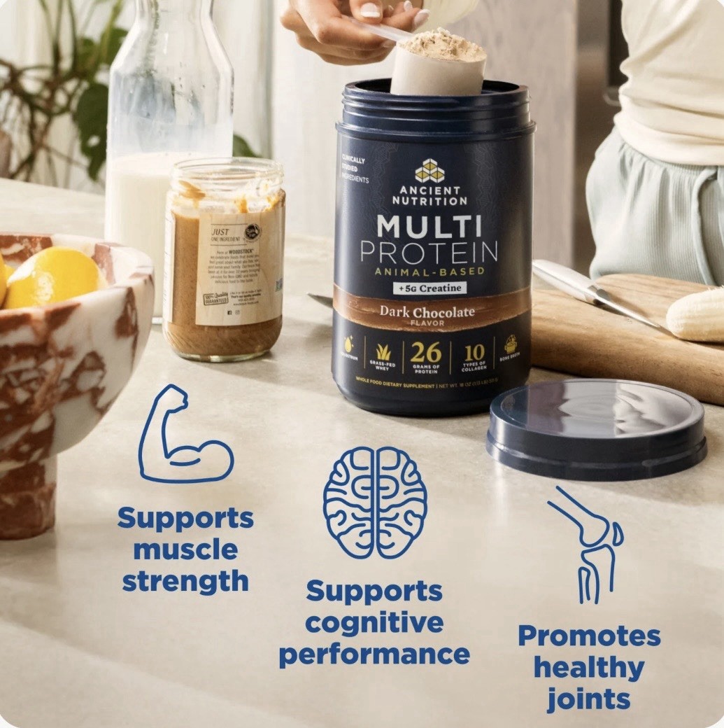 Ancient Nutrition Animal-Based Multi Protein +5g Creatine Dark Chocolate 22 oz