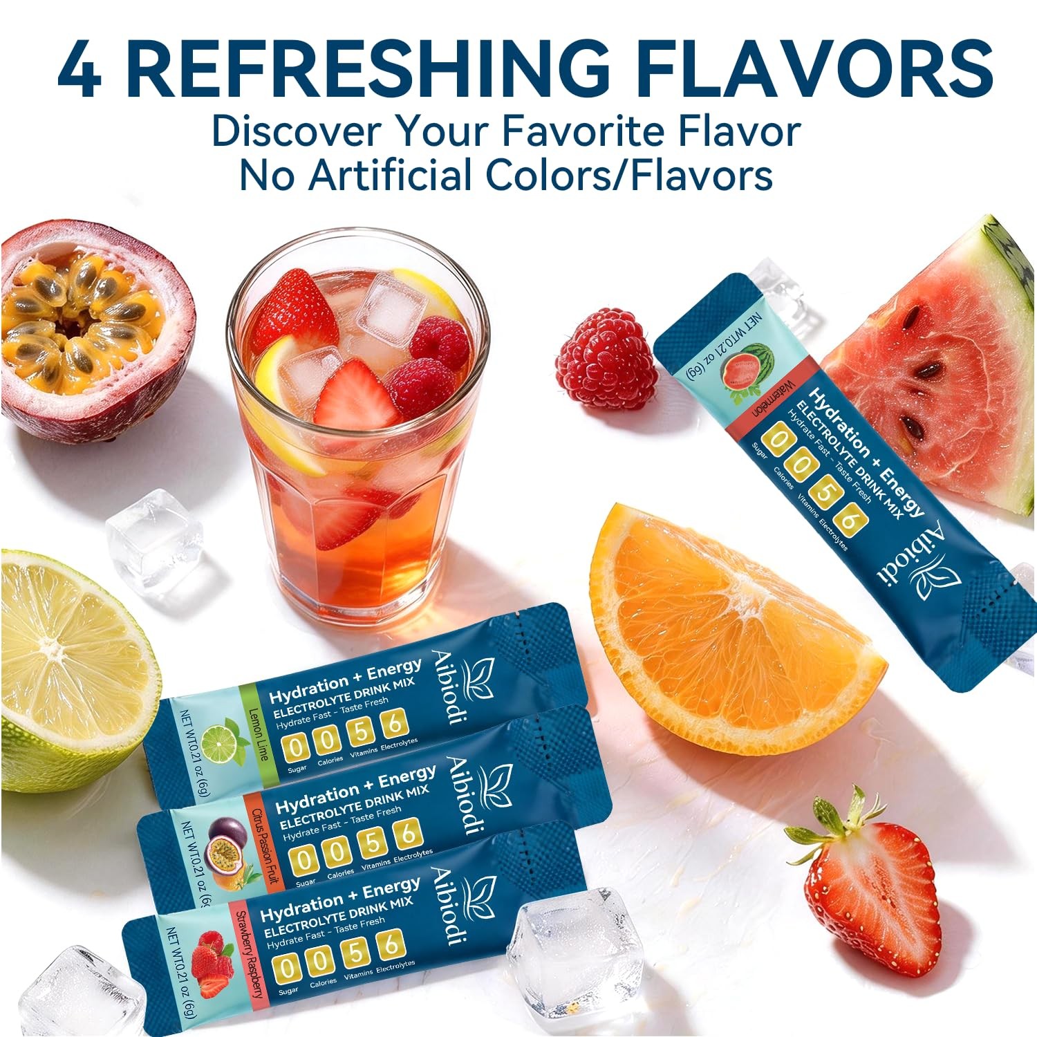 Aibiodi Electrolytes Powder Packets – Sugar 2.54 Ounce (Pack of 1), Colorless