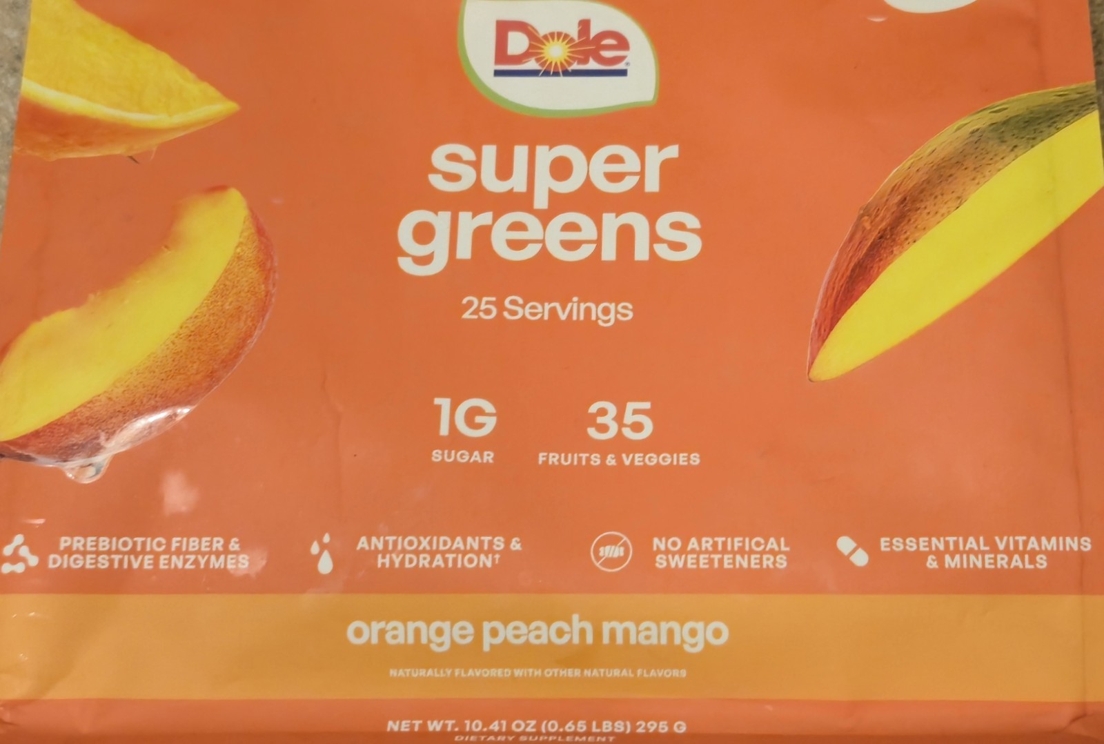 BE Amazing SUPER GREENS 11 oz (25 Serv) Natural Orange Peach Mango BESTBY 10/26