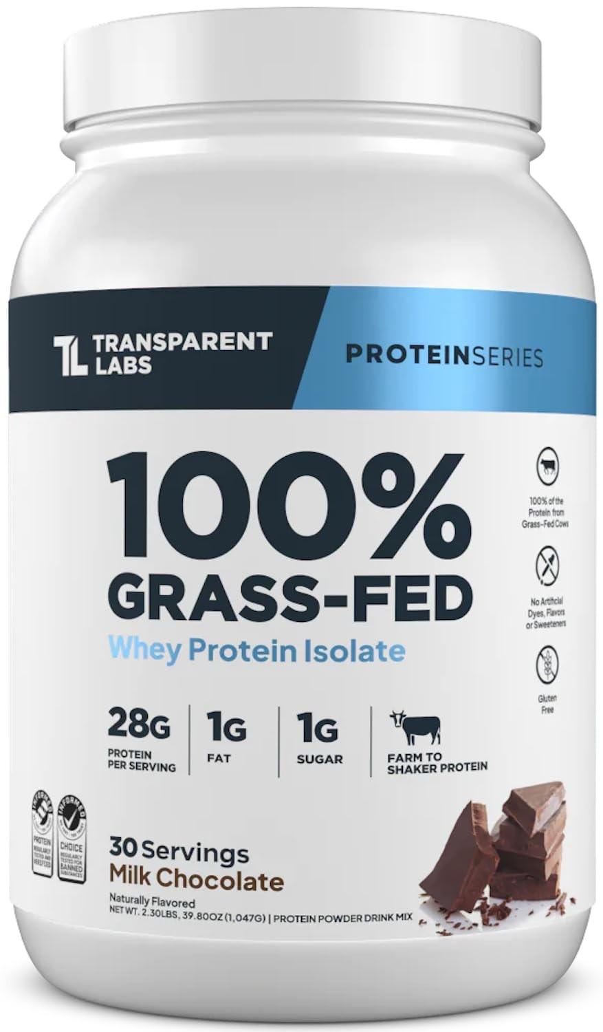 Grass-Fed Whey Protein Isolate – 28g Protein, 9 Amino Acids, Gluten Free