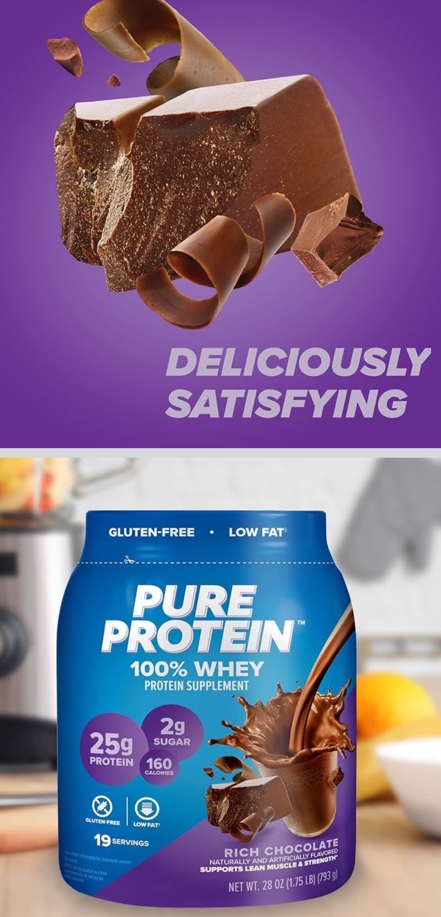 100% Whey Protein Powder, Chocolate Milkshake, 30g Protein, 24.5 oz, 1.5 lb