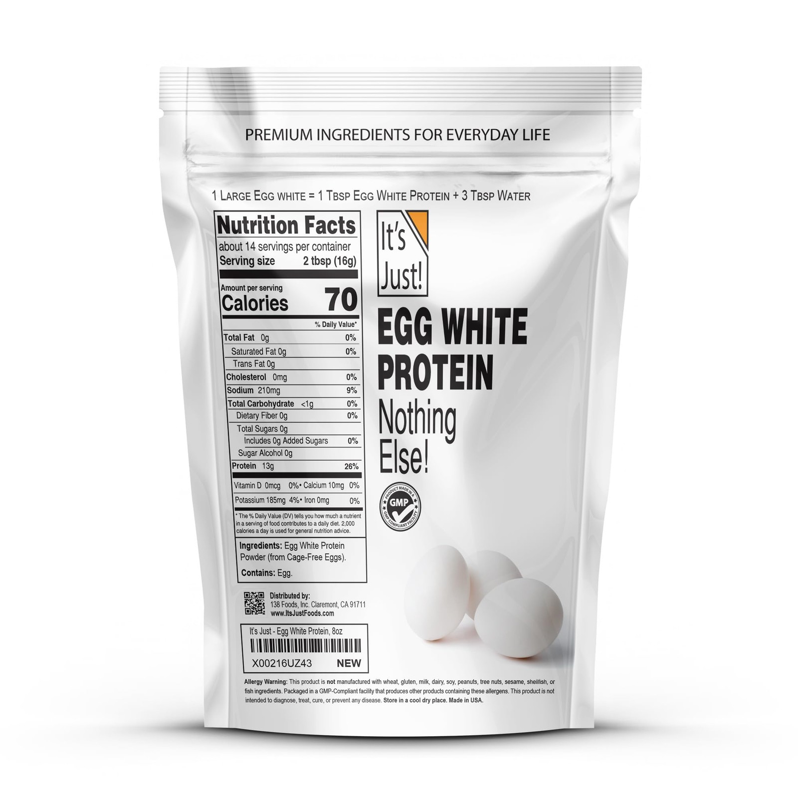 It’s Just! – Egg White Protein Powder, Made in USA from 8 Ounce (Pack of 1)