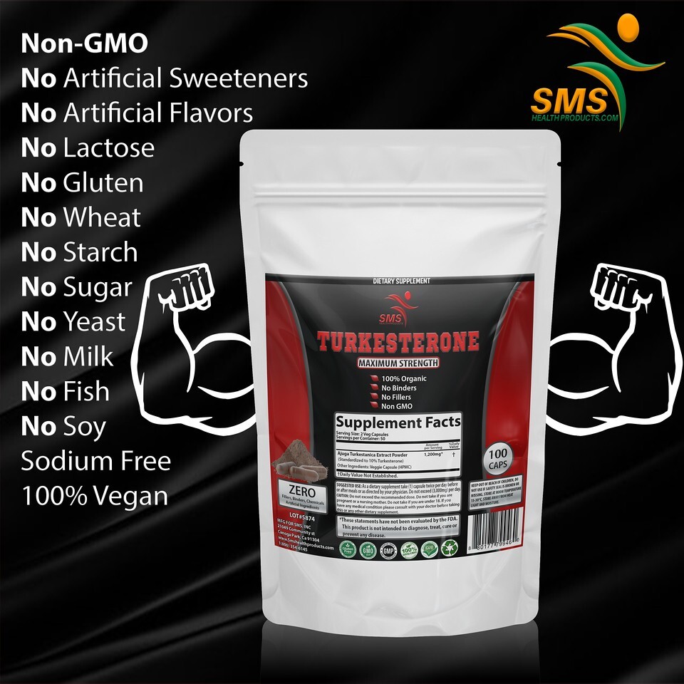 TURKESTERONE 10% AJUGA TURKESTANICA Strong Potency Extract 200 Veggie Capsules
