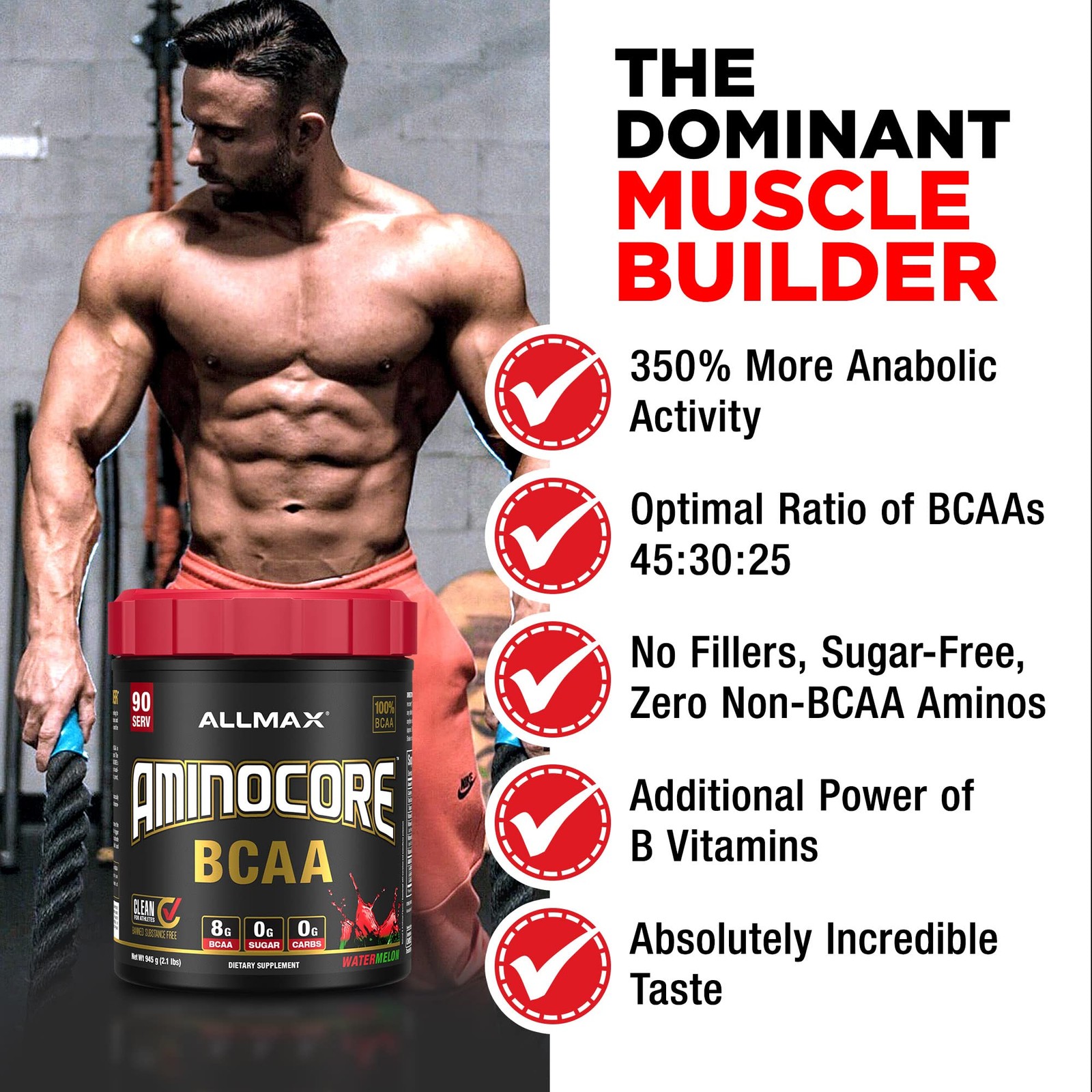 AminoCore BCAA Supplement Powder for Muscle Growth Recovery and Energy Boost