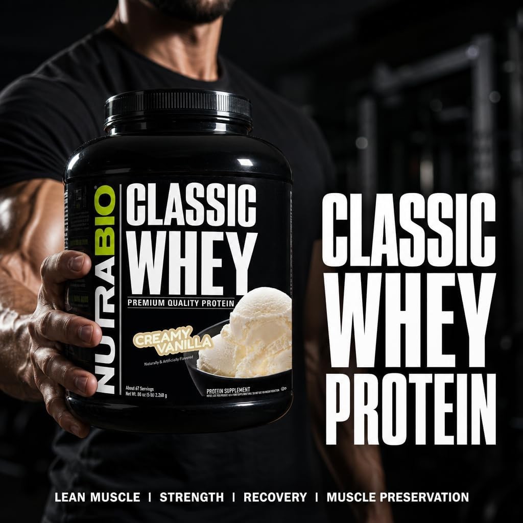 NutraBio Classic Whey Protein Powder Creamy Vanilla 5lb