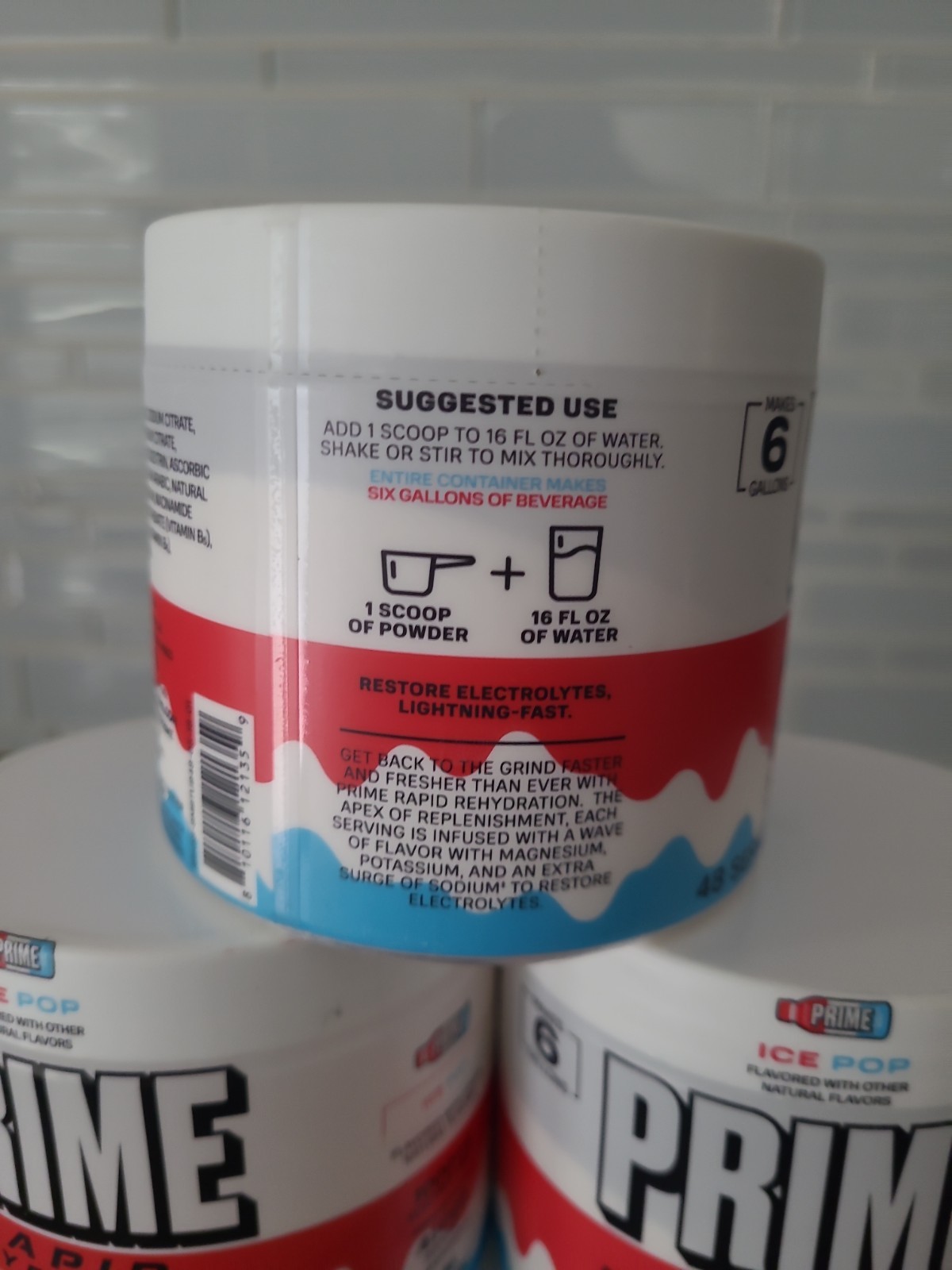 5 X Prime Rapid Rehydration Electrolyte Powder Ice Pop 9.9oz 48 Srvgs Exp 2/28