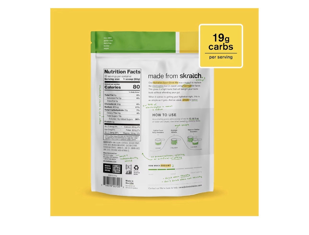 Skratch Labs Hydration Sports Drink Mix – Real‑Fruit Electrolyte 15.5 Oz