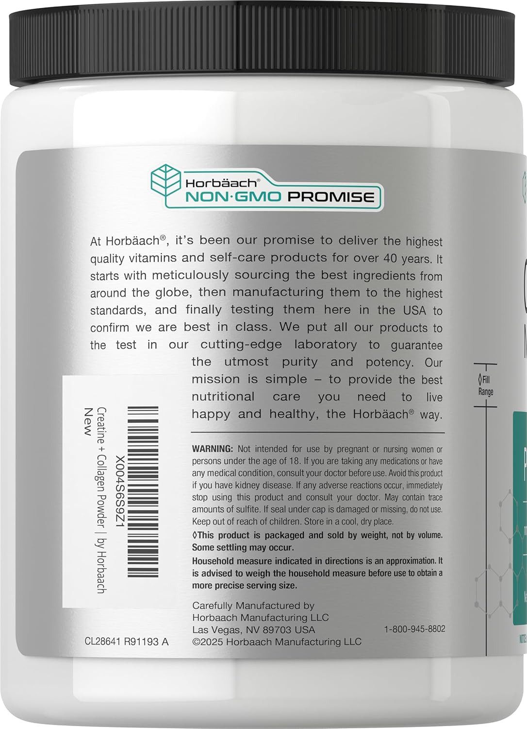 Horbäach Creatine Monohydrate Powder | with Collagen and L-Taurine | 10.05 Oz |