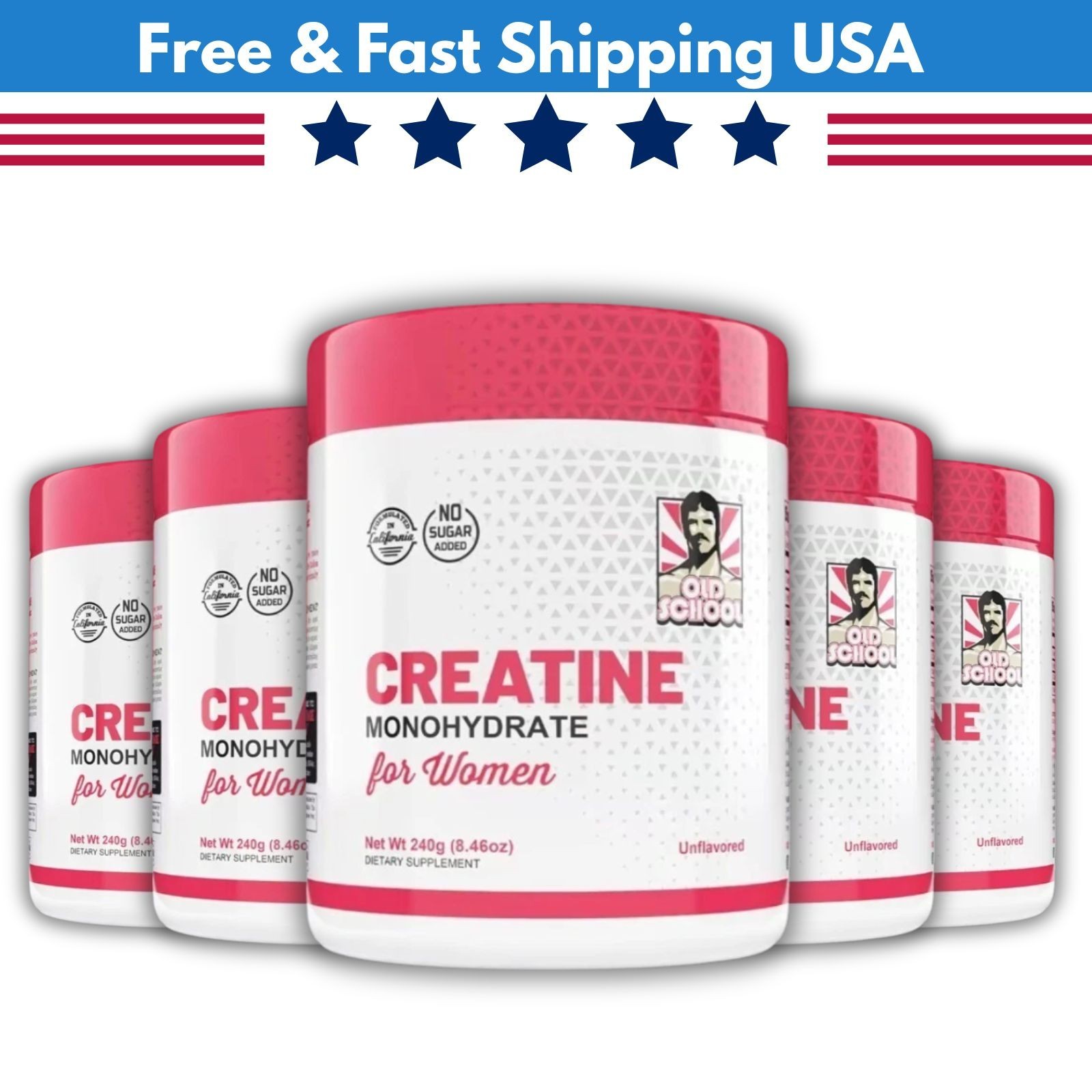 Creatine 5000mg Monohydrate for Women 2g Collagen & 1g BCAA – 240g (2 Packs)