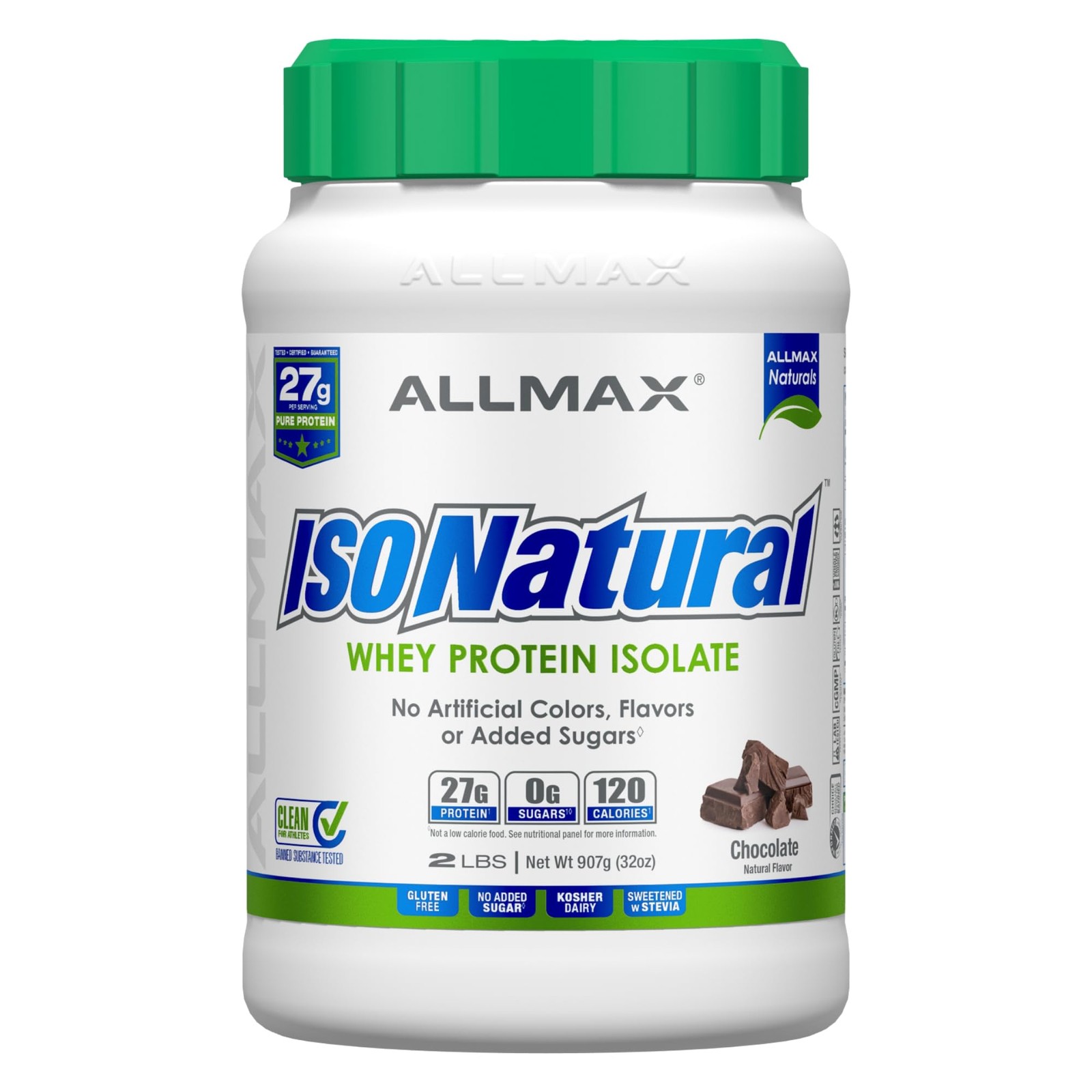 Natural Whey Protein Isolate Powder 1 Lb Gluten Free Zero Sugar Stevia Sweetened
