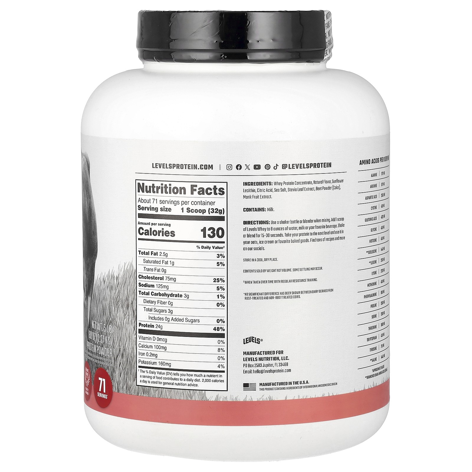 Grass Fed Whey Protein Powder, Strawberry, 5 lb (2.27 kg)