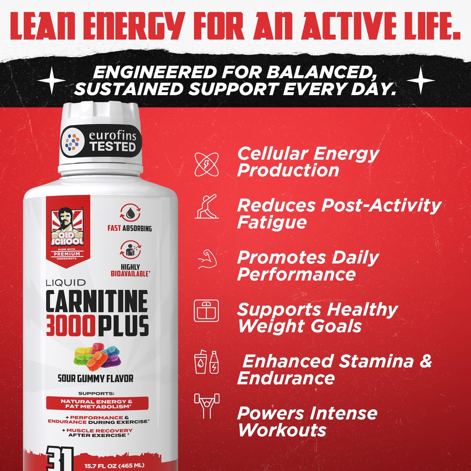 Old School Labs Liquid L-Carnitine 3000 Plus Advanced 4-In-1 Formula Acetyl