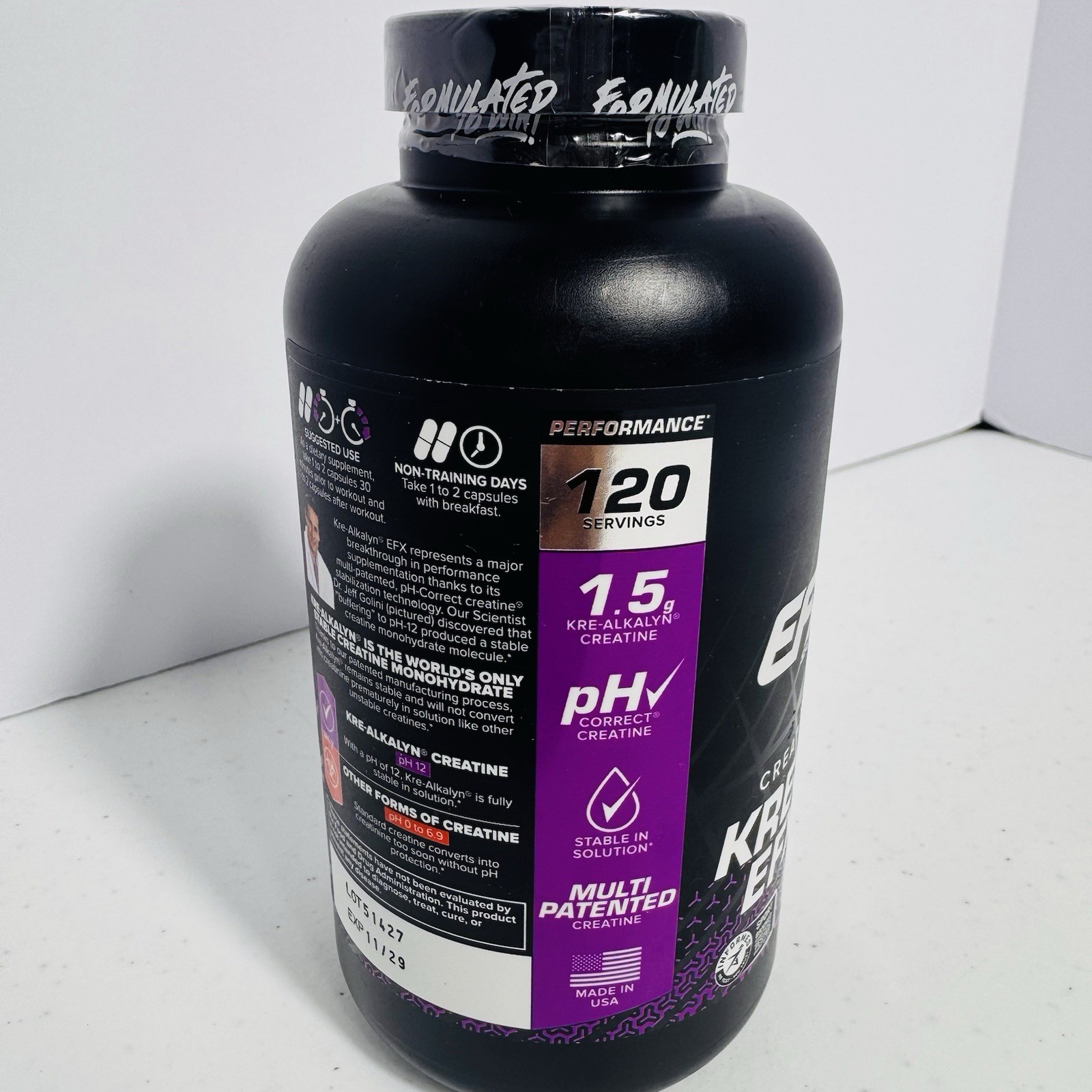 Kre Alkalyn EFX Creatine Capsules 120 Servings pH Correct Muscle Gain Supplement