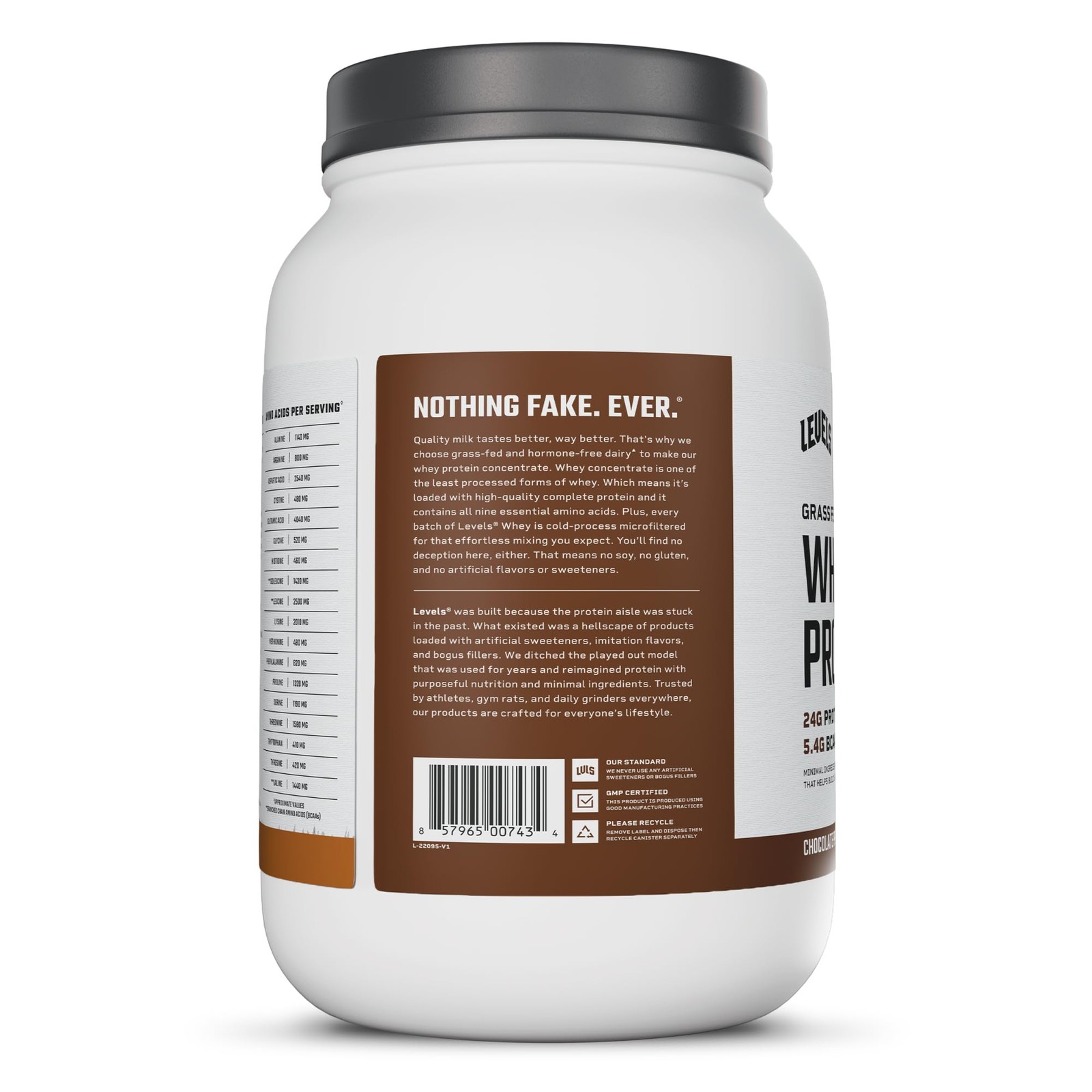 Levels Grass Fed Whey Protein Powder, No Artificials, 24G of Protein, Chocola…