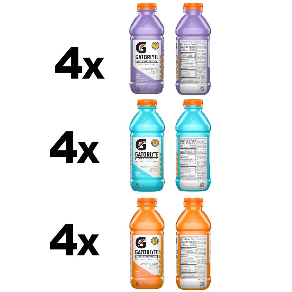 Gatorlyte Rapid Rehydration Electrolyte Beverage, 20 fl oz (Pack of 12)