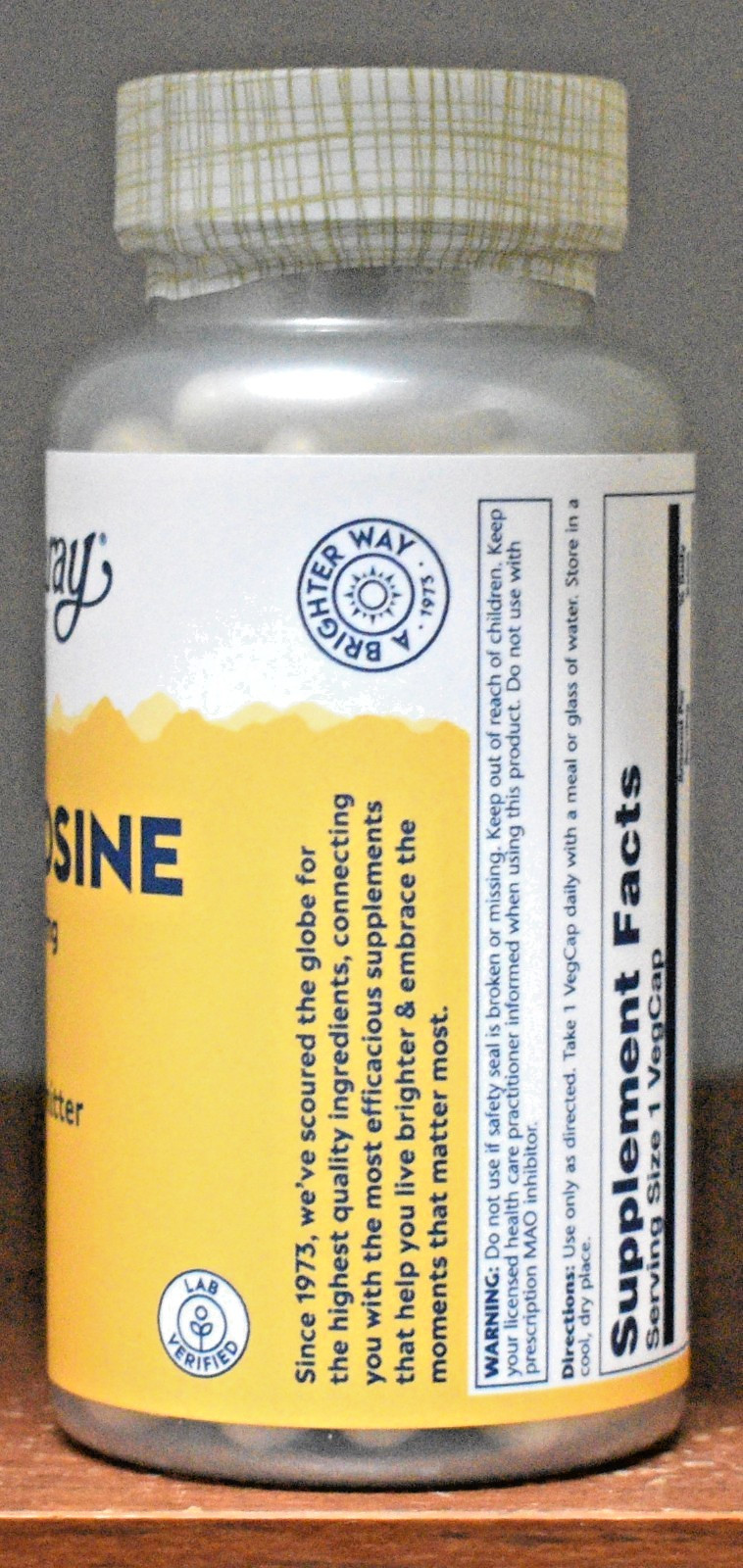 Solaray L-Tyrosine 500 mg 100 Capsules 500mg 100 VegCaps