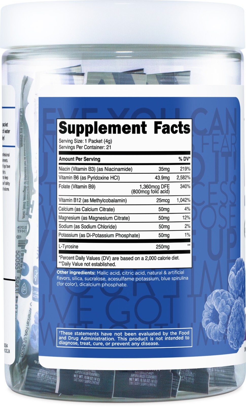 TransformHQ Hydration Electrolyte Drink Mix (Blue Raspberry) 21 Packets
