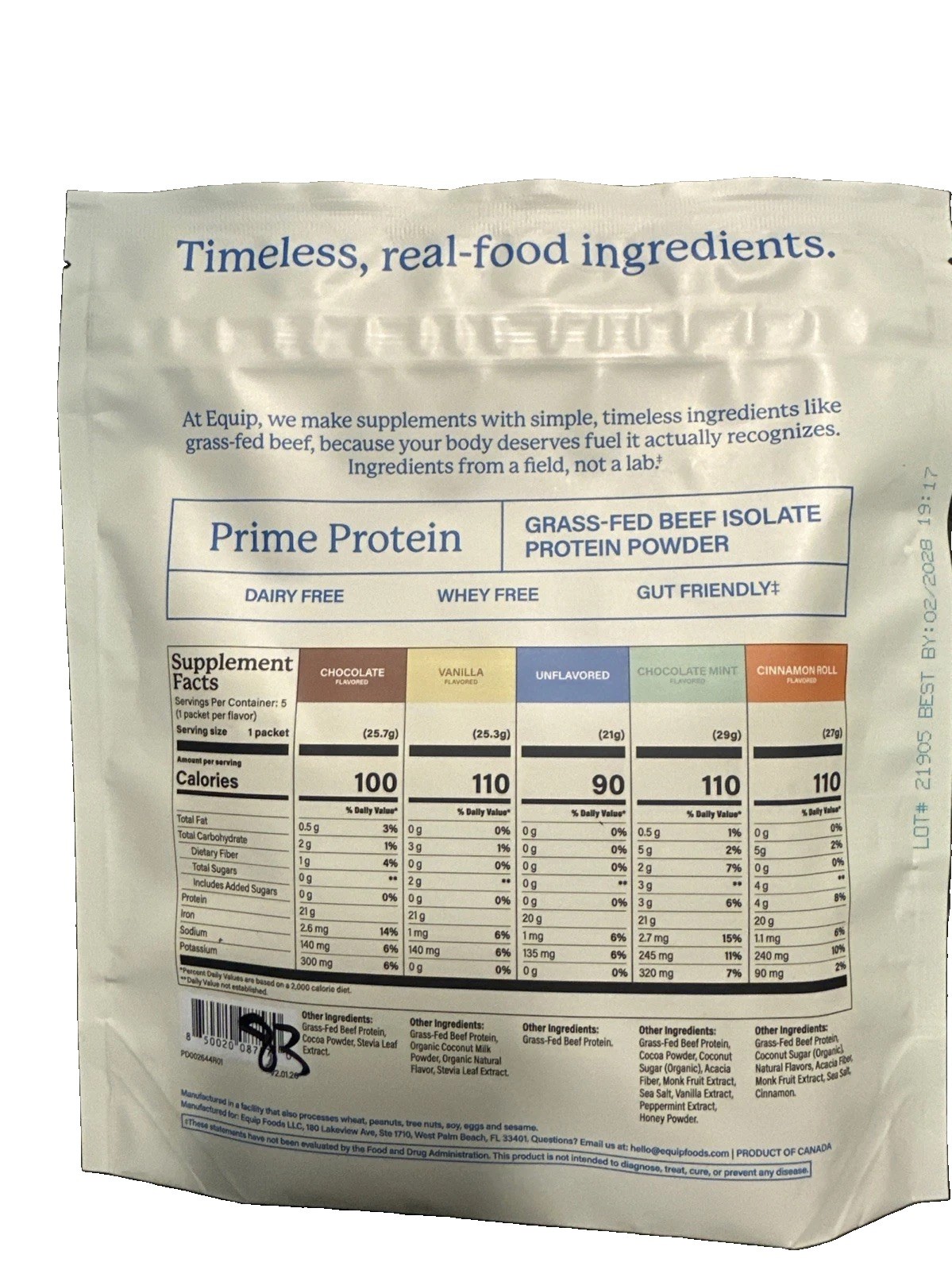 💪Equip Prime Protein Variety Pack Grass-Fed Beef Isolate Powder 5 Packets 4.5oz