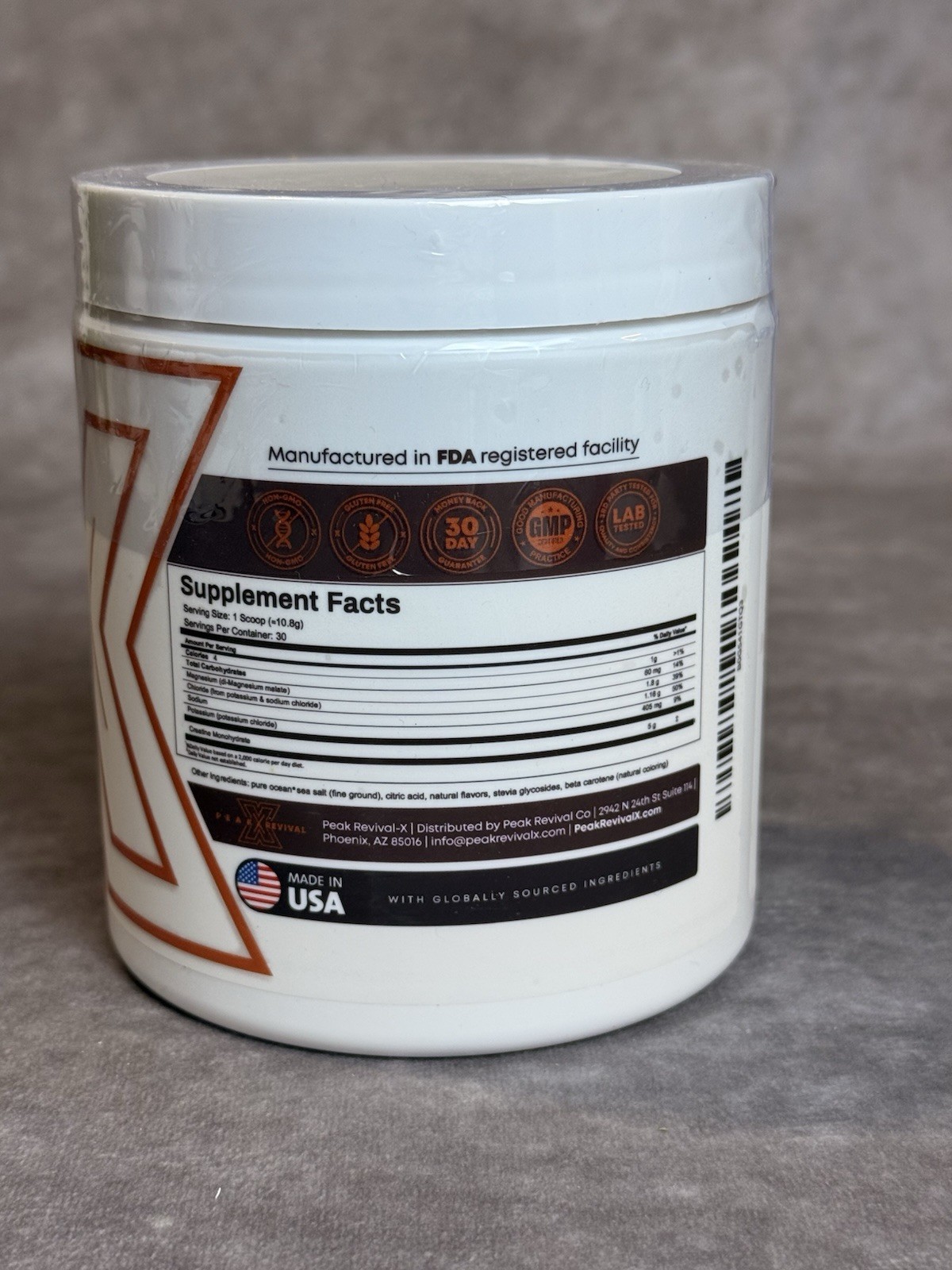Peak Revival-X Creatine Monohydrate Powder Orange Sherbet 324g 30 Servings