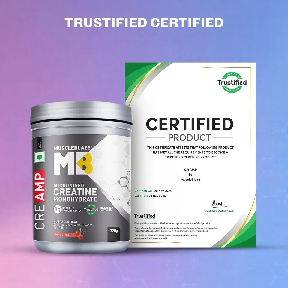 MuscleBlaze Micronised Creatine Monohydrate CreAMP Powder 80 Servings, 320g