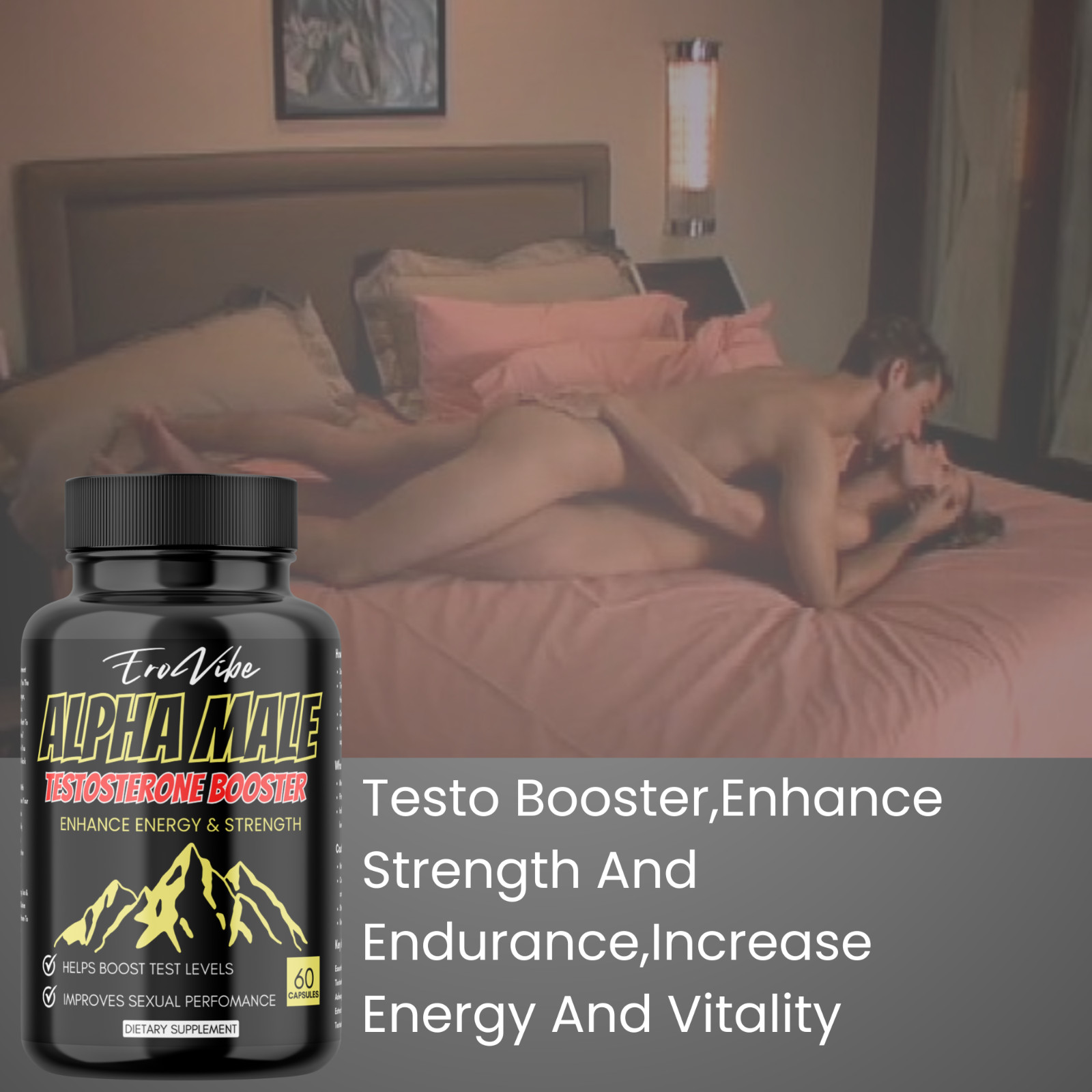 Men Rock Hard Timing Strength 60 Pills, Stamina, Muscle Recovery, Male + FS