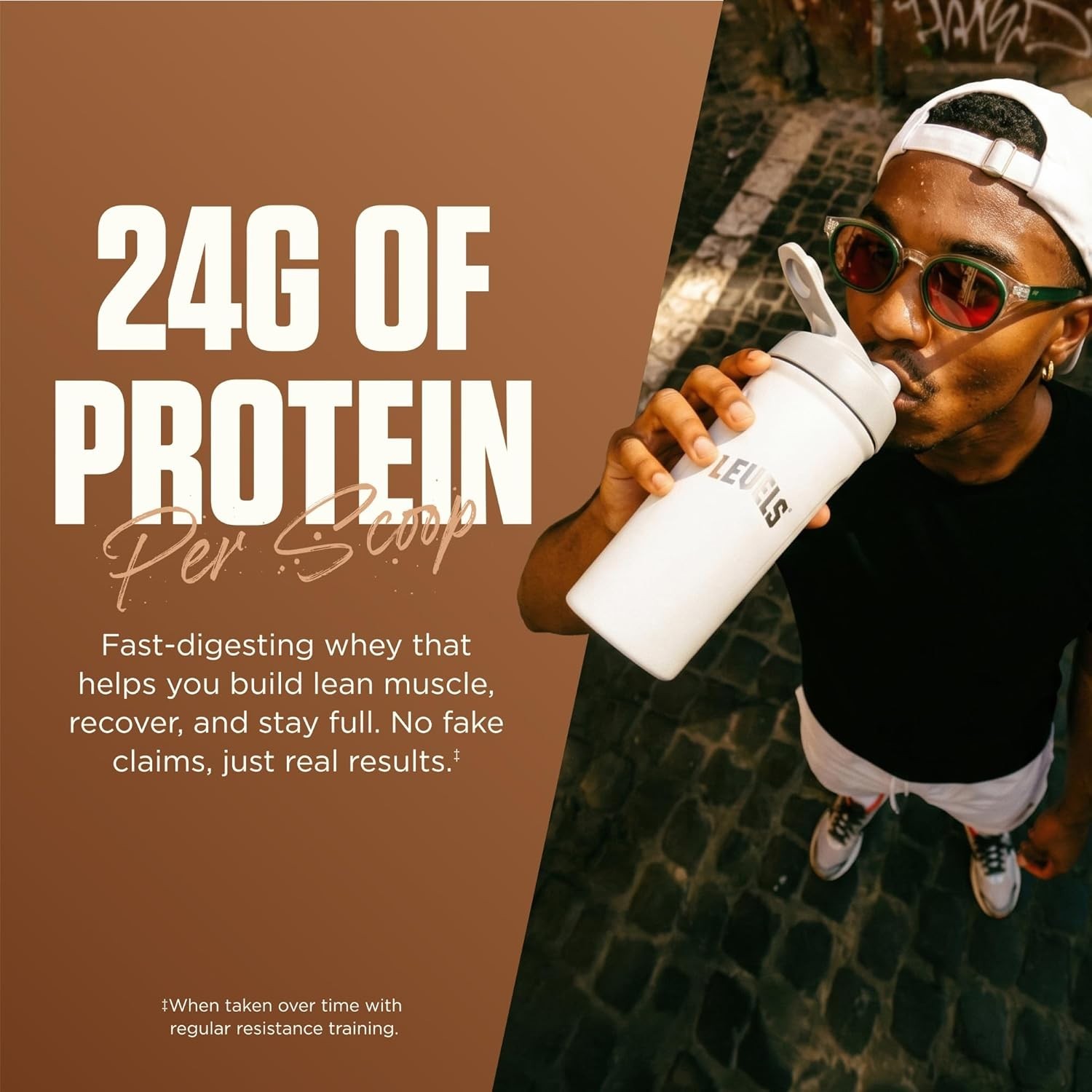 Levels 2LB Whey Protein Powder – 24g Protein, Naturally Delicious Chocolate