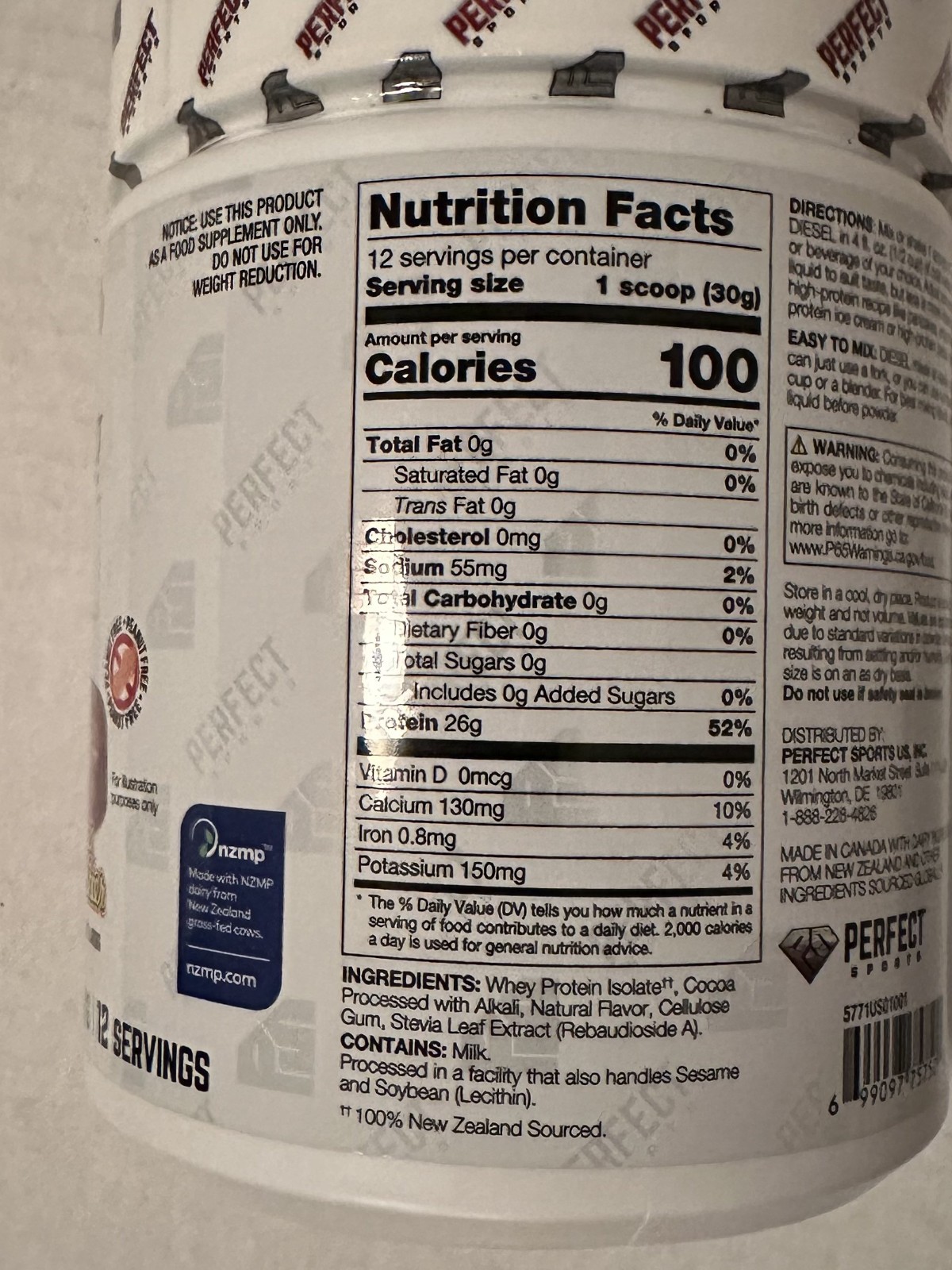 DIESEL NEW ZEALAND WHEY PROTEIN POWDER Chocolate Peanut Butter 360g 12 Servings