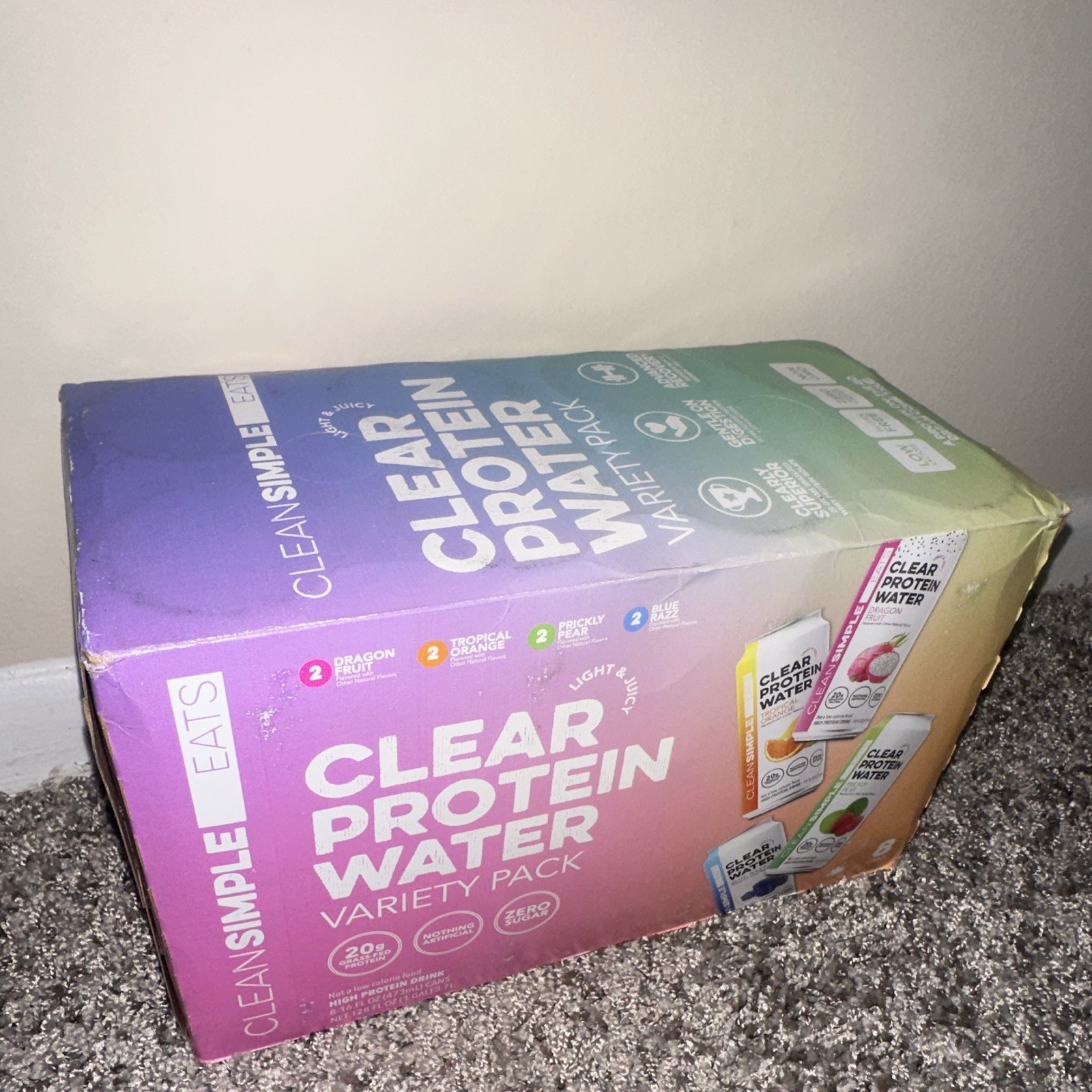 Clean Simple Eats Clear Protein Water Variety Pack, Zero Sugar, 8 Cans